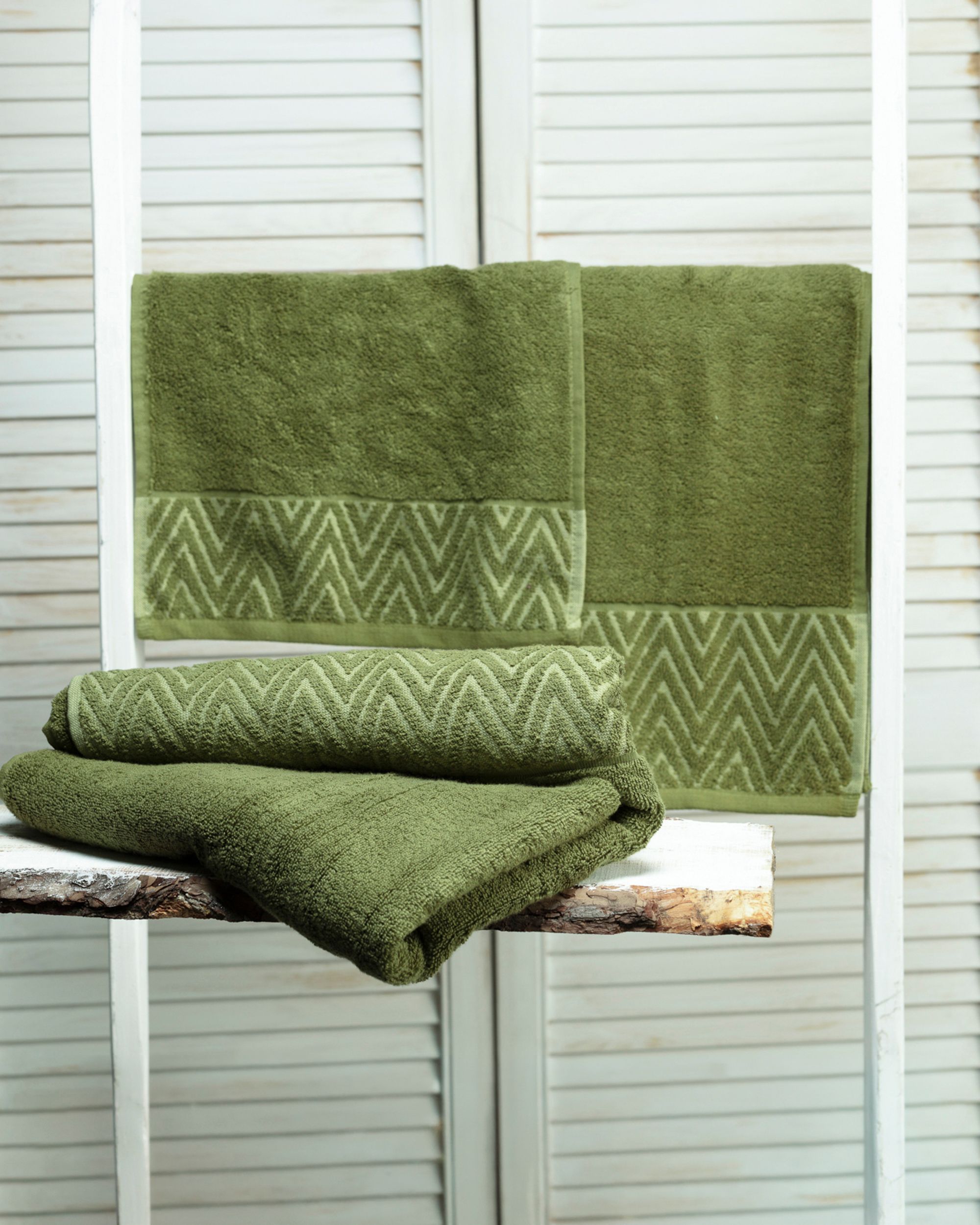 Towels set 3 pcs Terry moss green