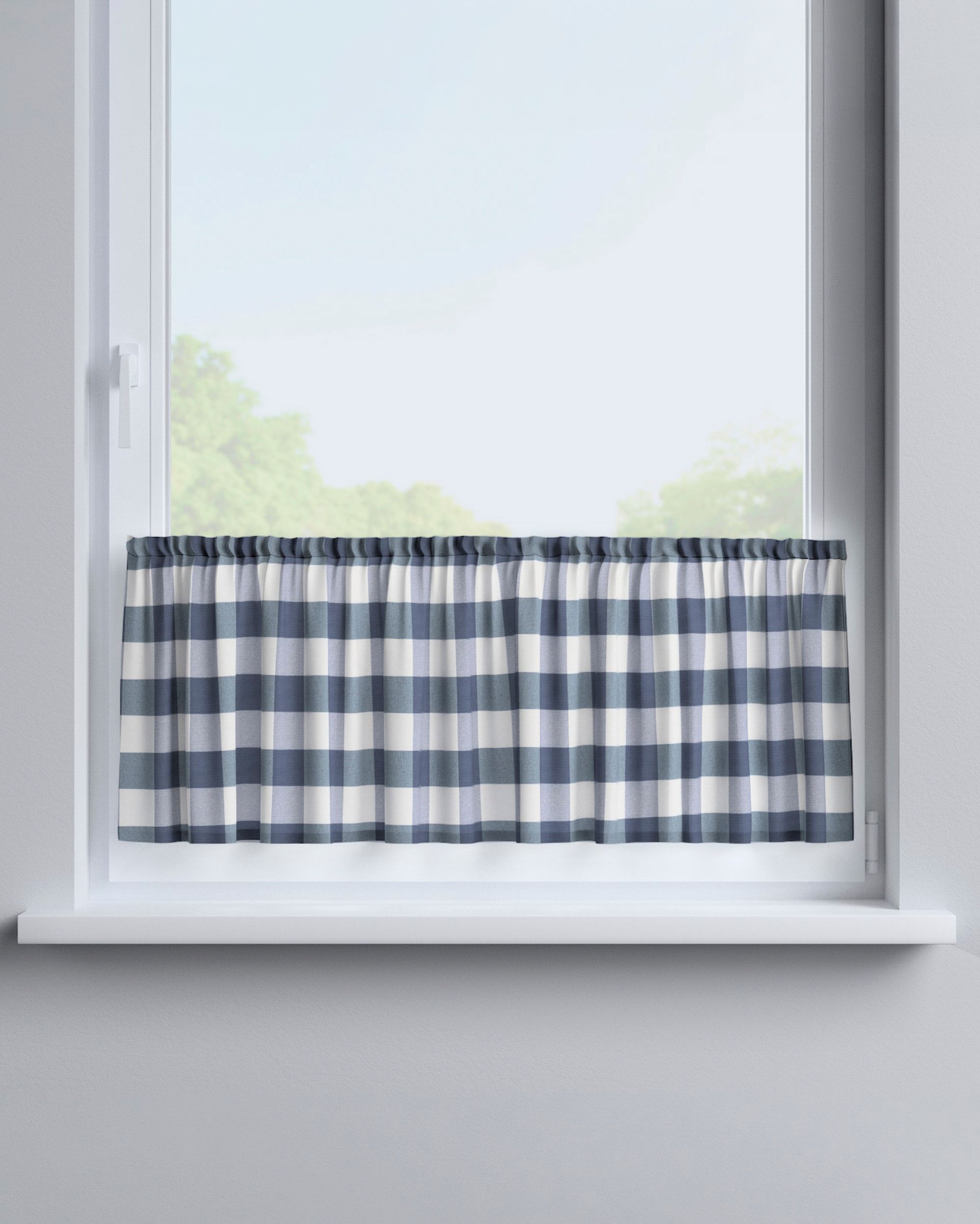 Slot valance product colour navy blue fabric patterned (hover)
