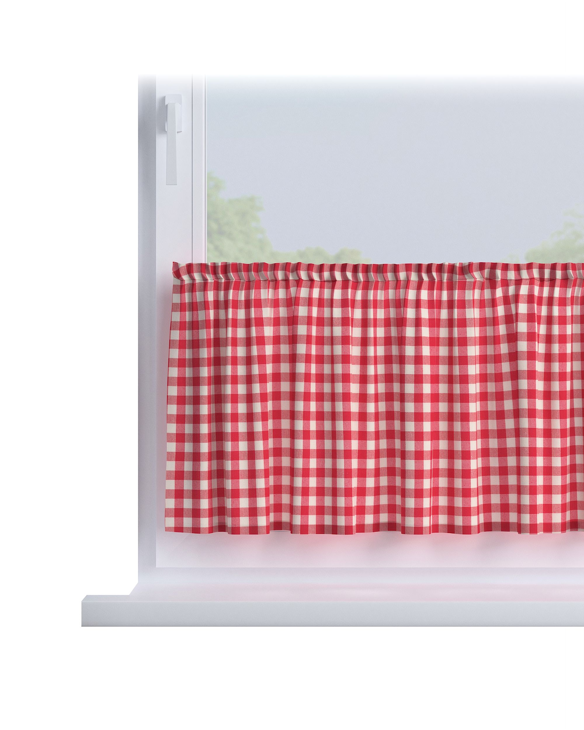 Slot valance product colour red fabric patterned