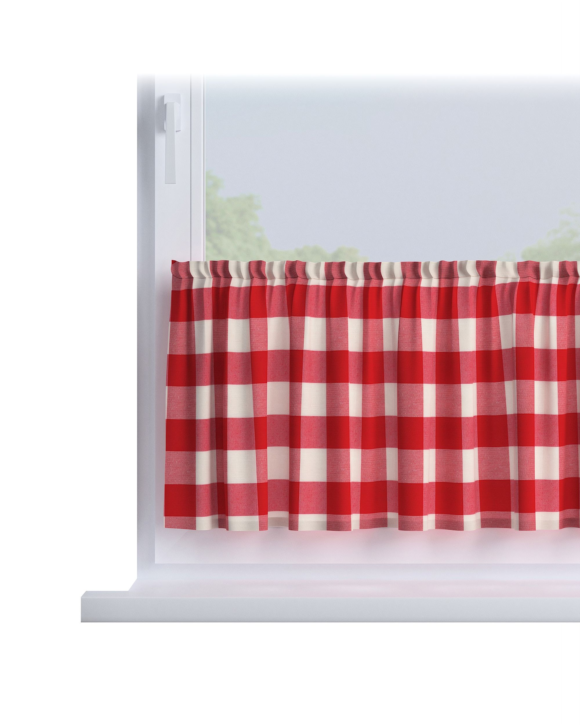 Slot valance product colour red fabric patterned