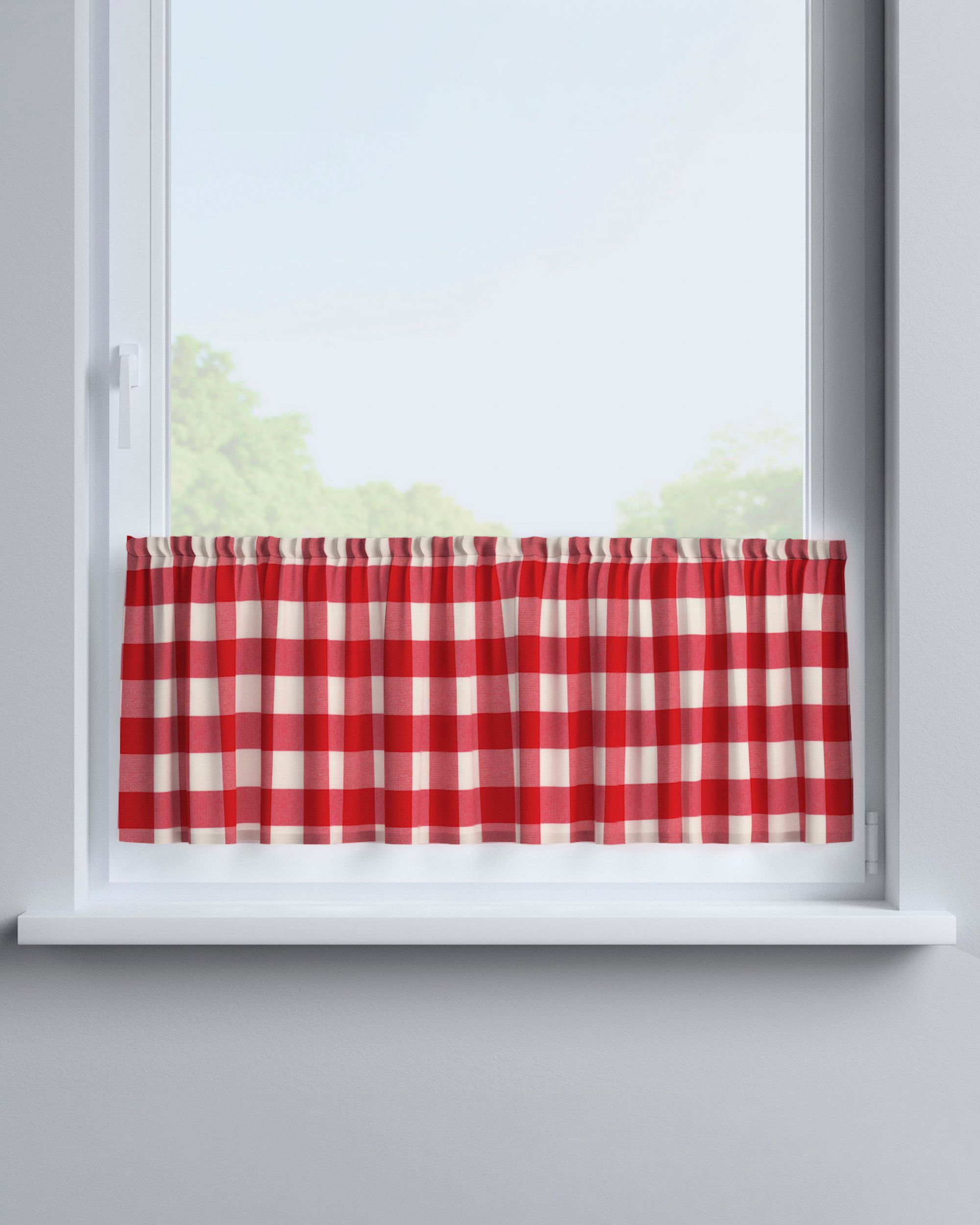 Slot valance product colour red fabric patterned (hover)