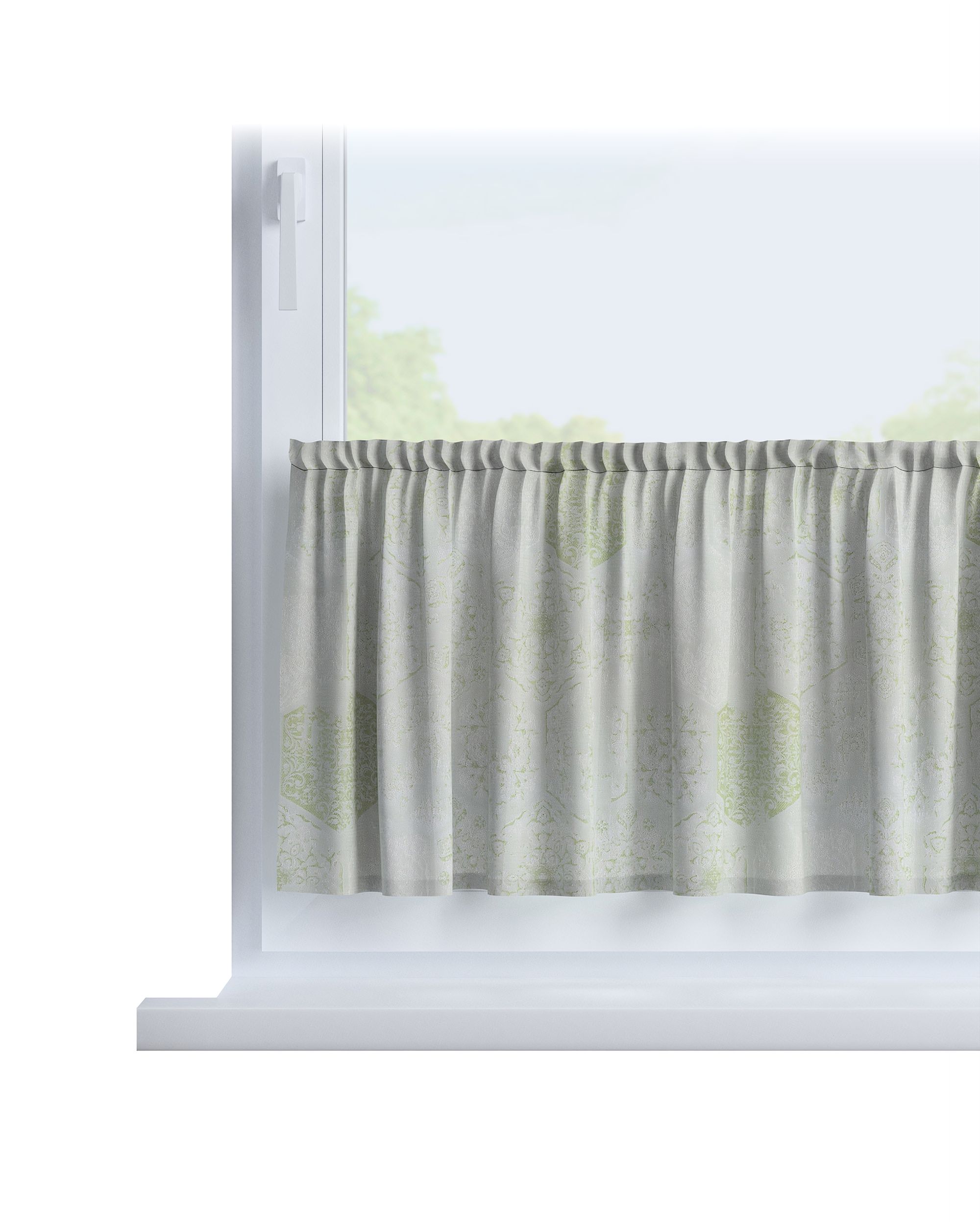 Slot valance product colour green fabric gloss, structured, patterned