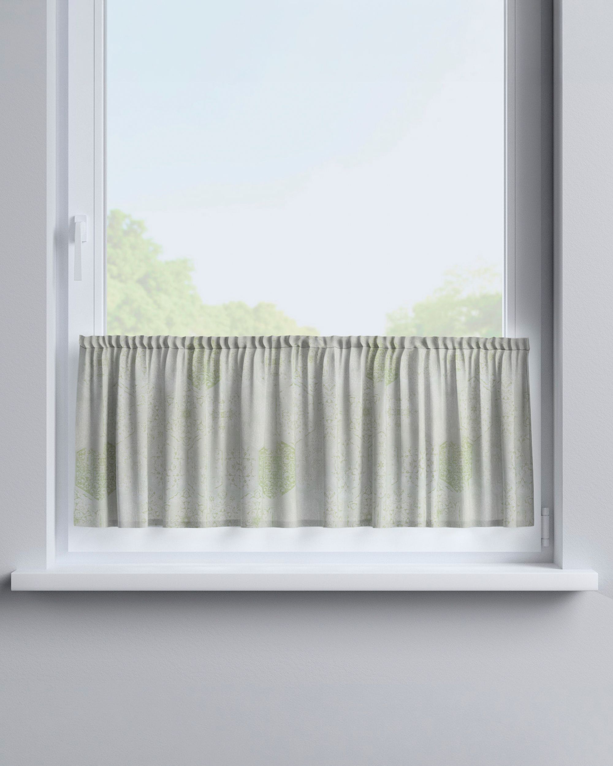 Slot valance product colour green fabric gloss, structured, patterned (hover)