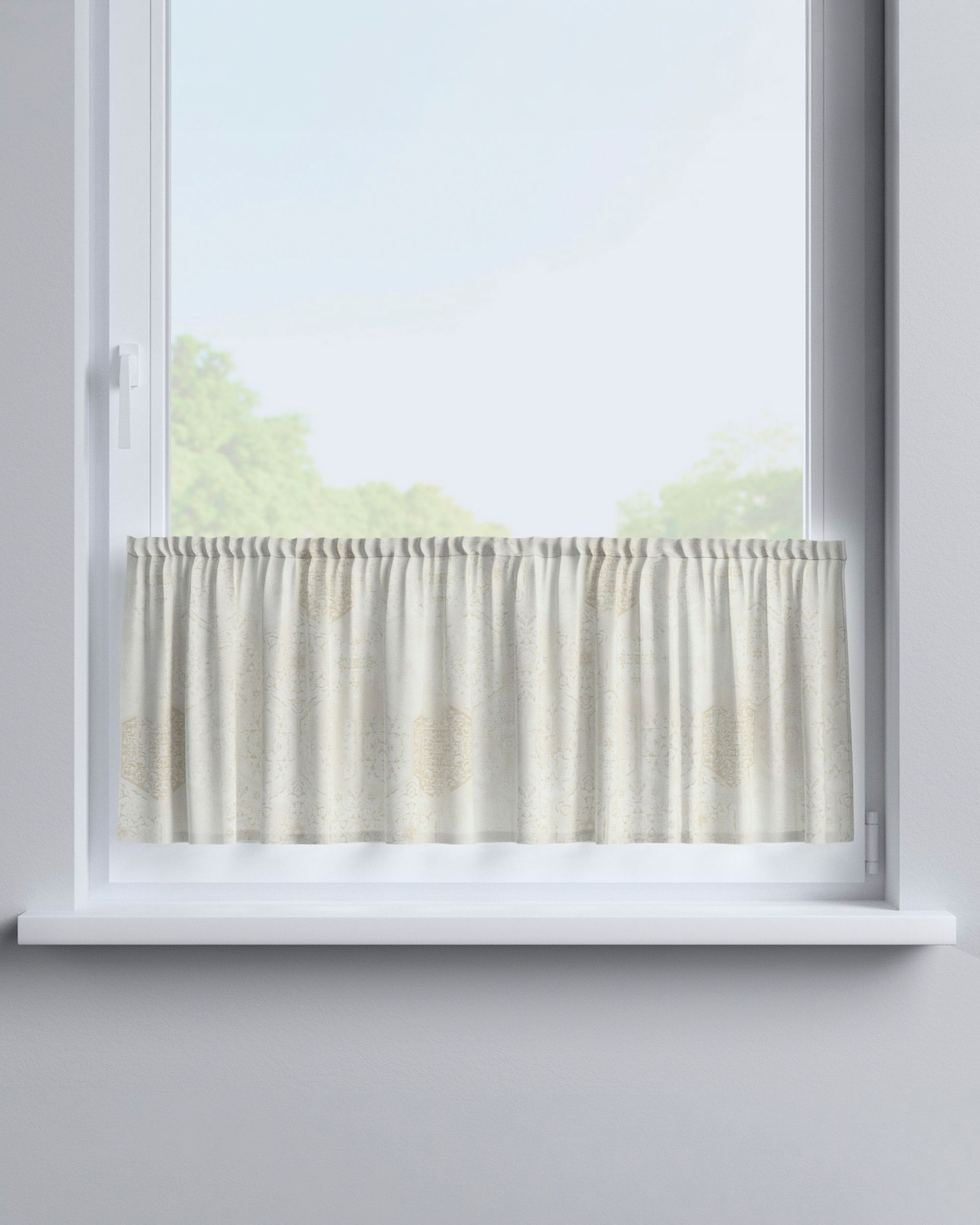 Slot valance product colour cream fabric gloss, structured, patterned (hover)