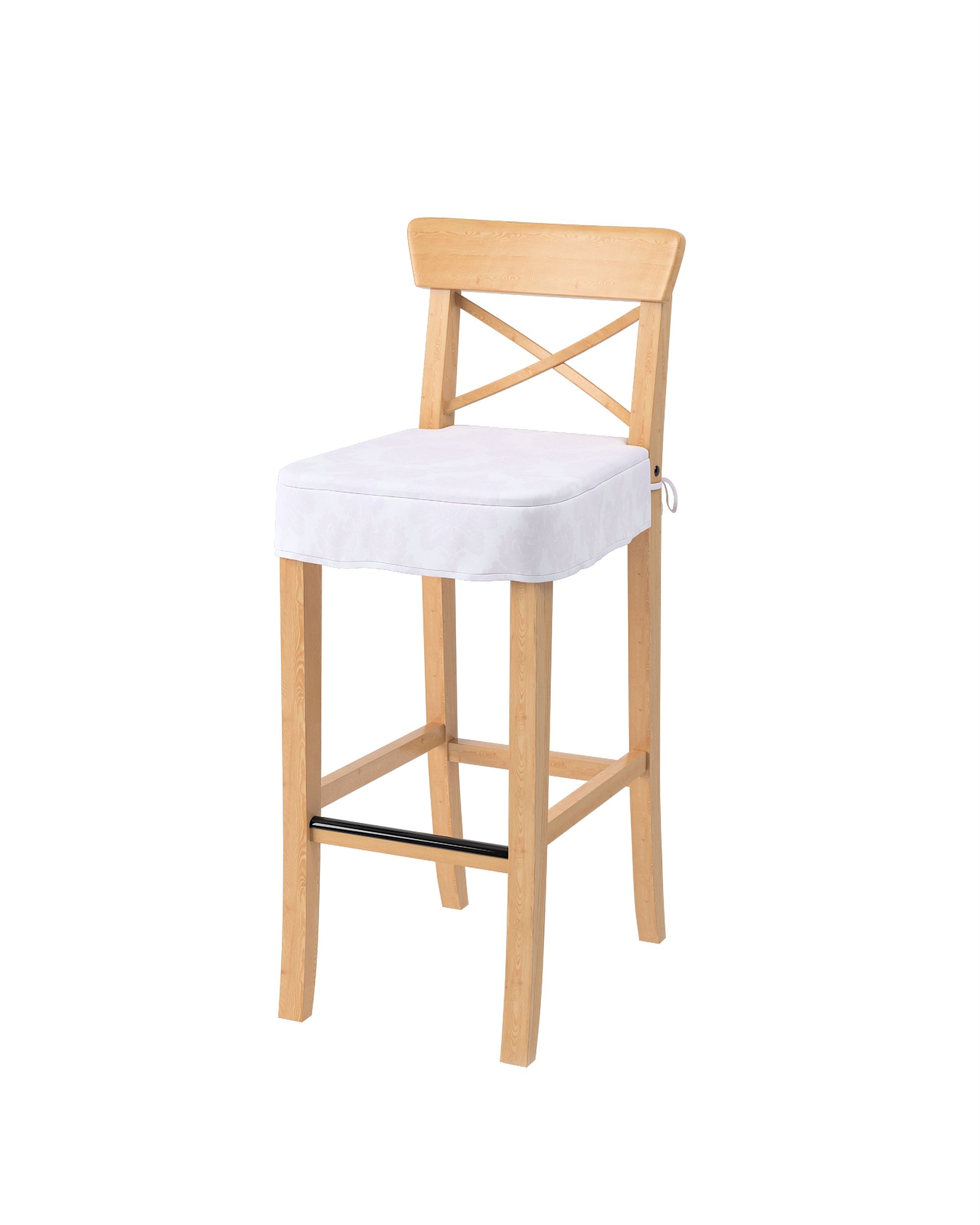 Ingolf bar stool seat pad cover product colour white fabric gloss, structured, patterned