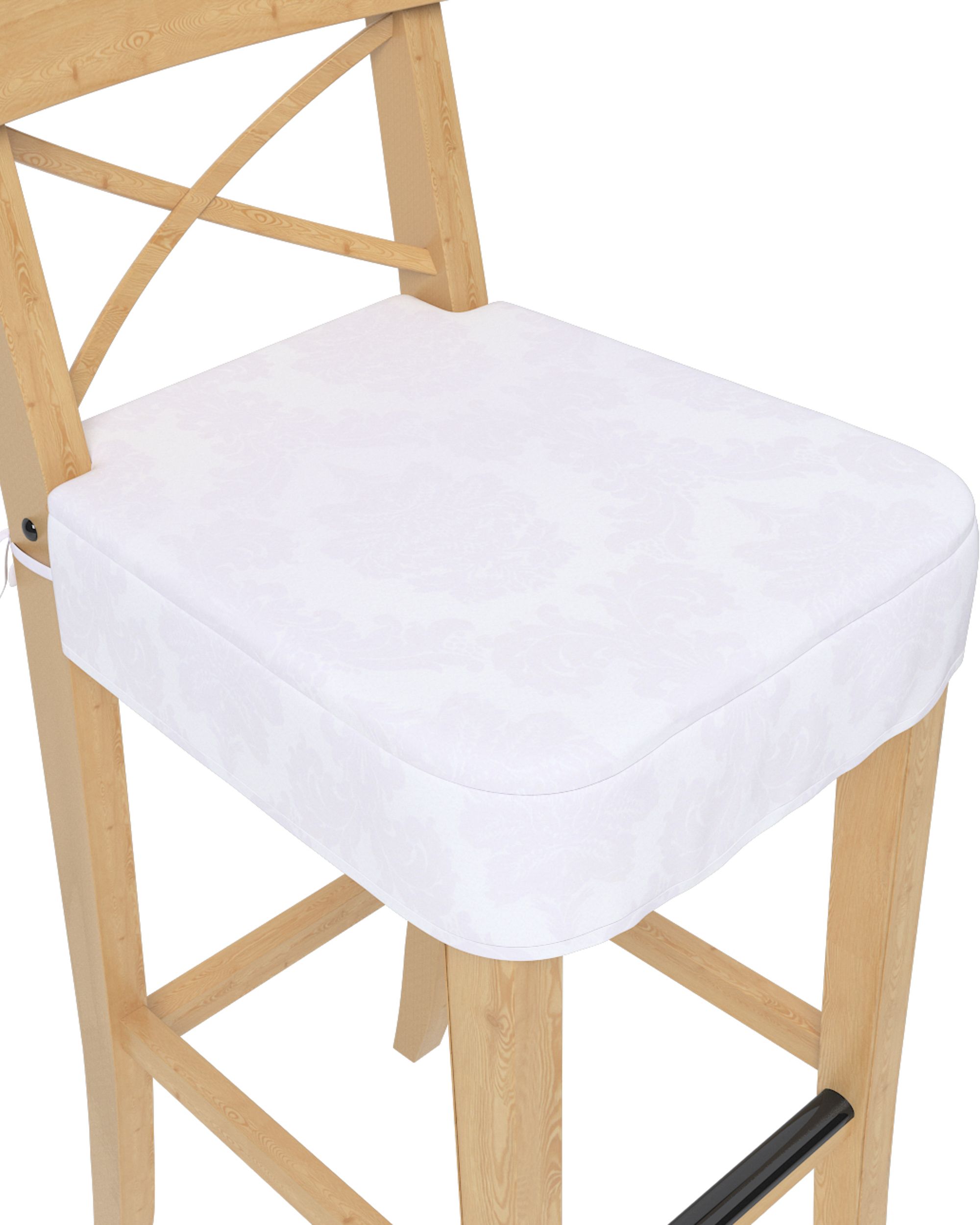 Ingolf bar stool seat pad cover product colour white fabric gloss, structured, patterned (hover)