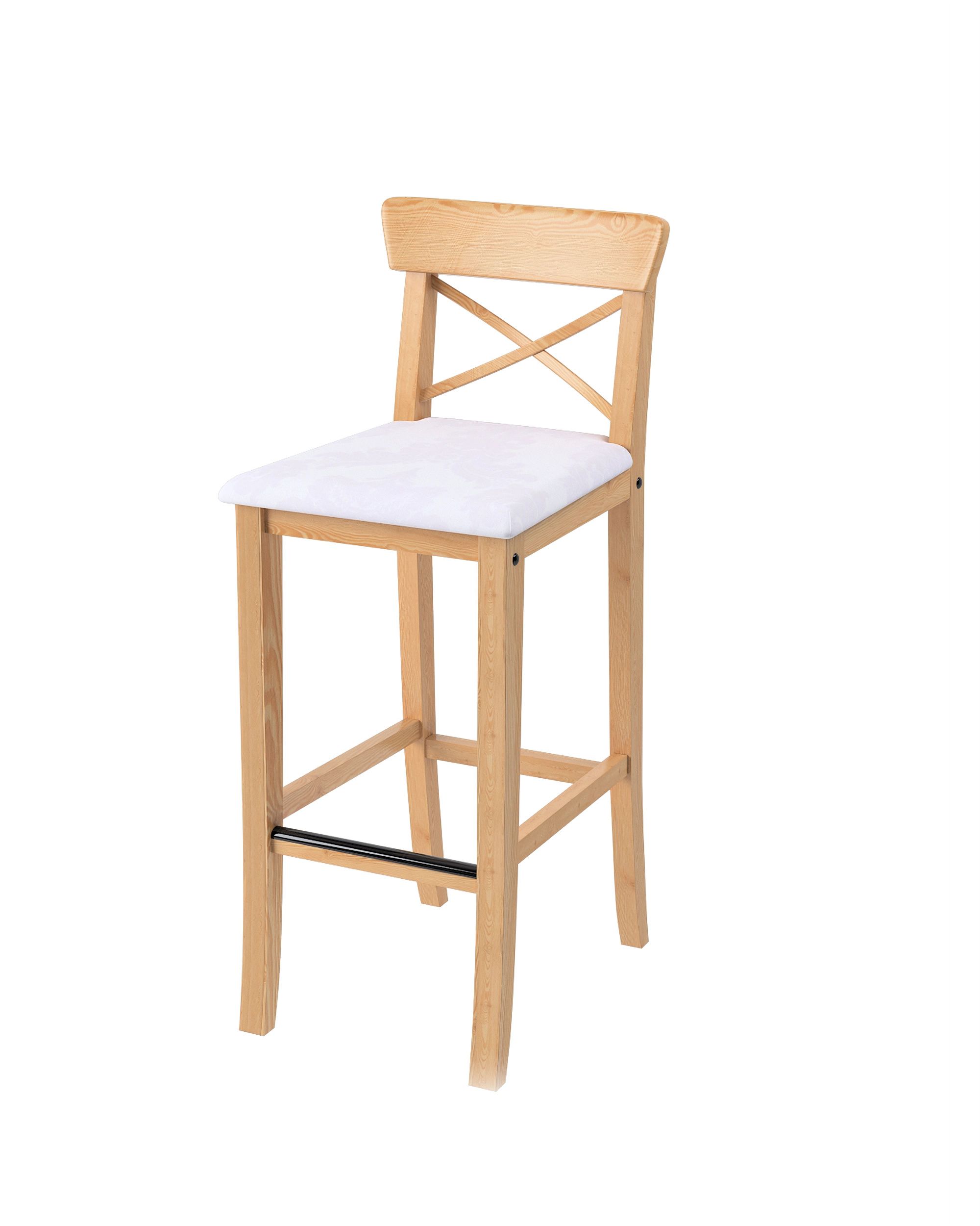 Cover for Ingolf bar chair with upholstered seat product colour white fabric gloss, structured, patterned