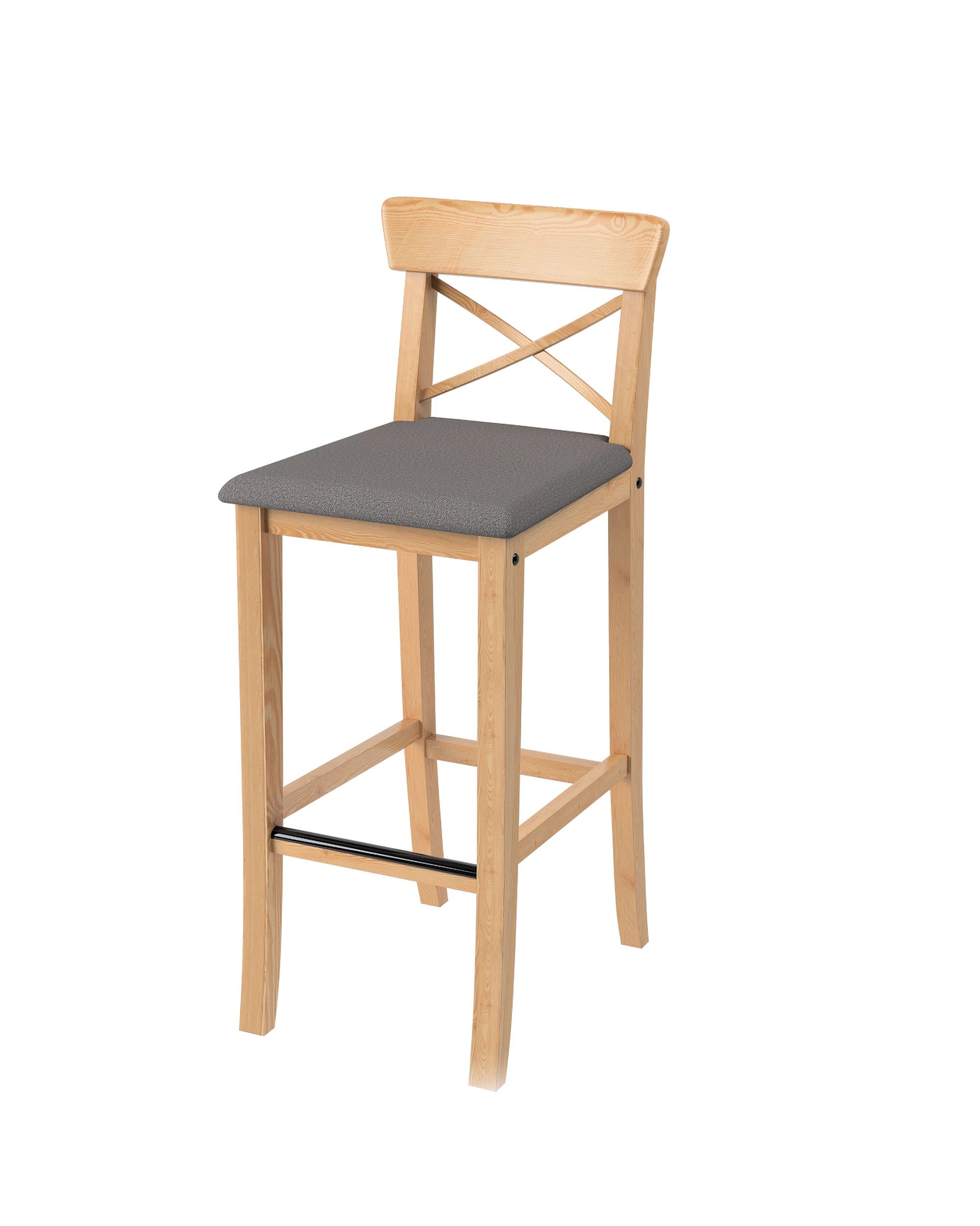 Cover for Ingolf bar chair with upholstered seat product colour grey fabric structured