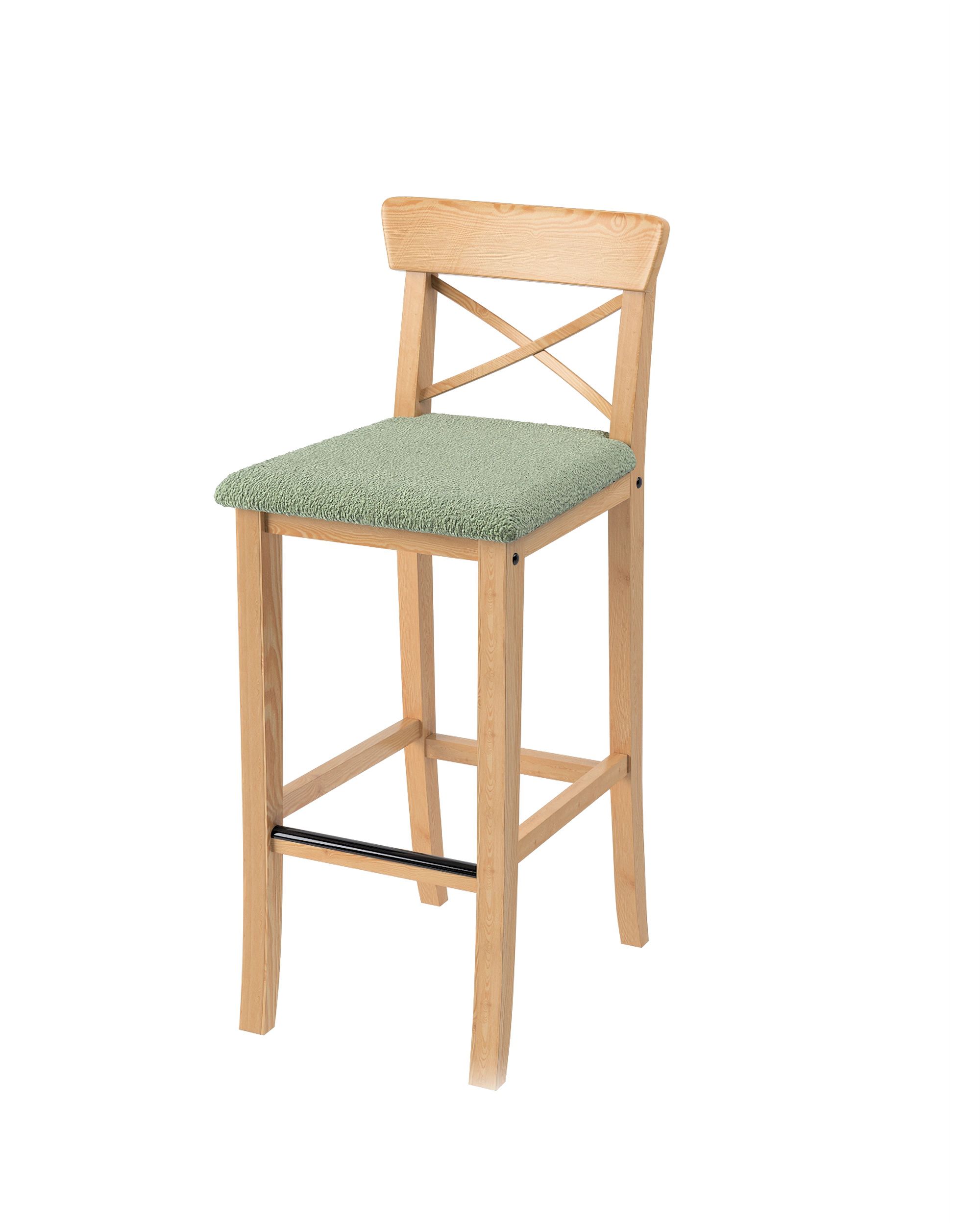 Cover for Ingolf bar chair with upholstered seat product colour green fabric structured