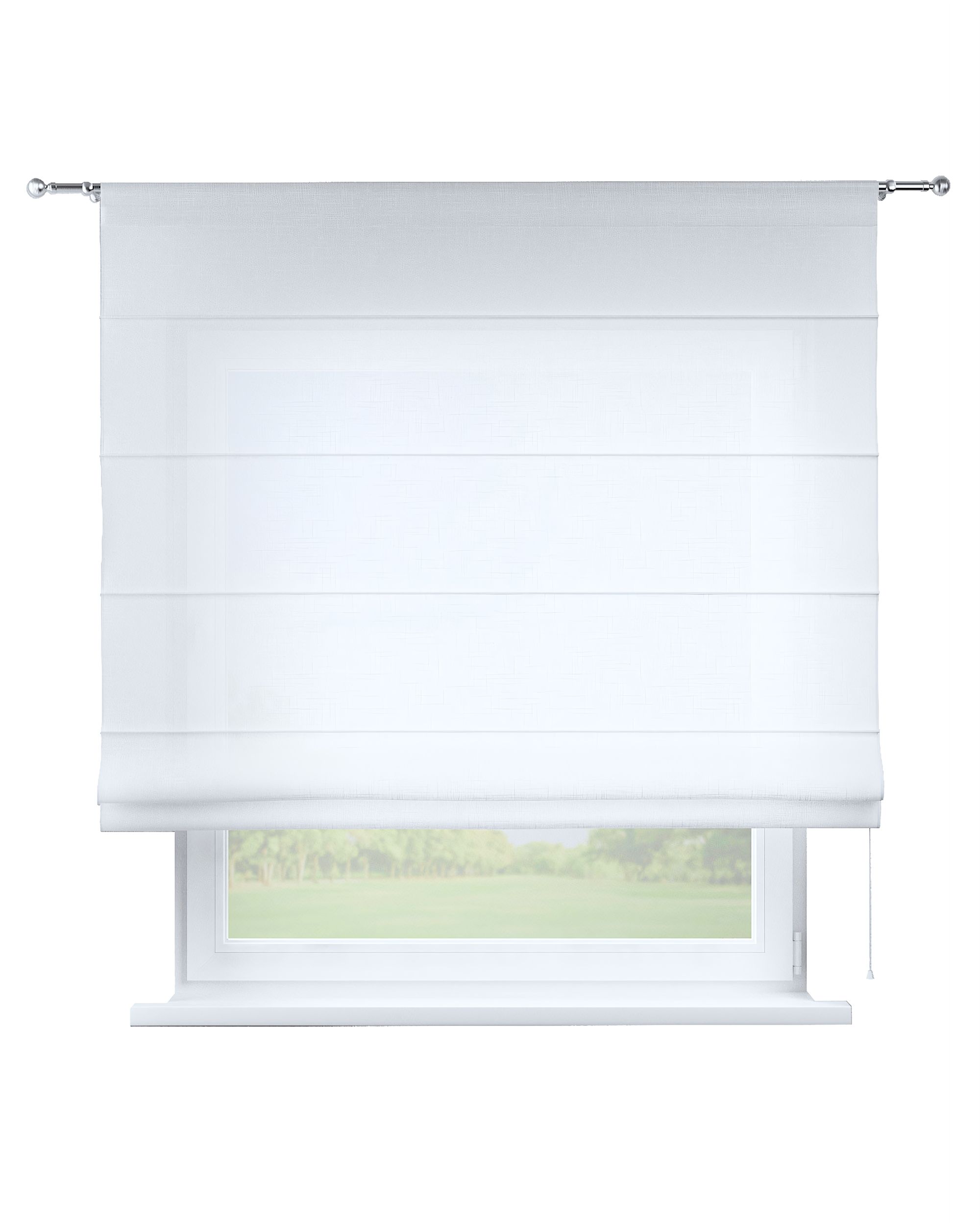 Torino slot Roman blind product colour white fabric semi-sheer, structured