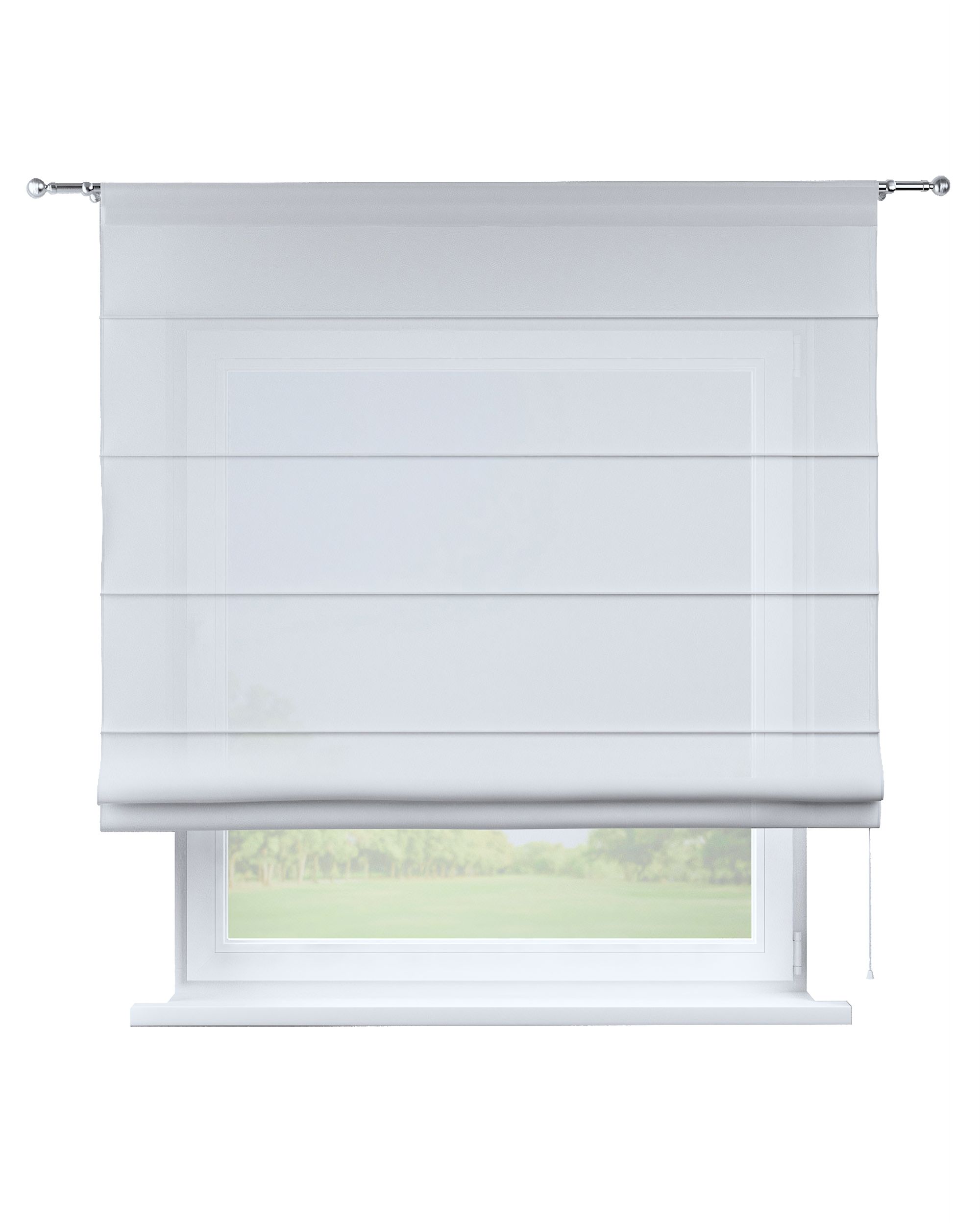 Torino slot Roman blind product colour white fabric semi-sheer, structured