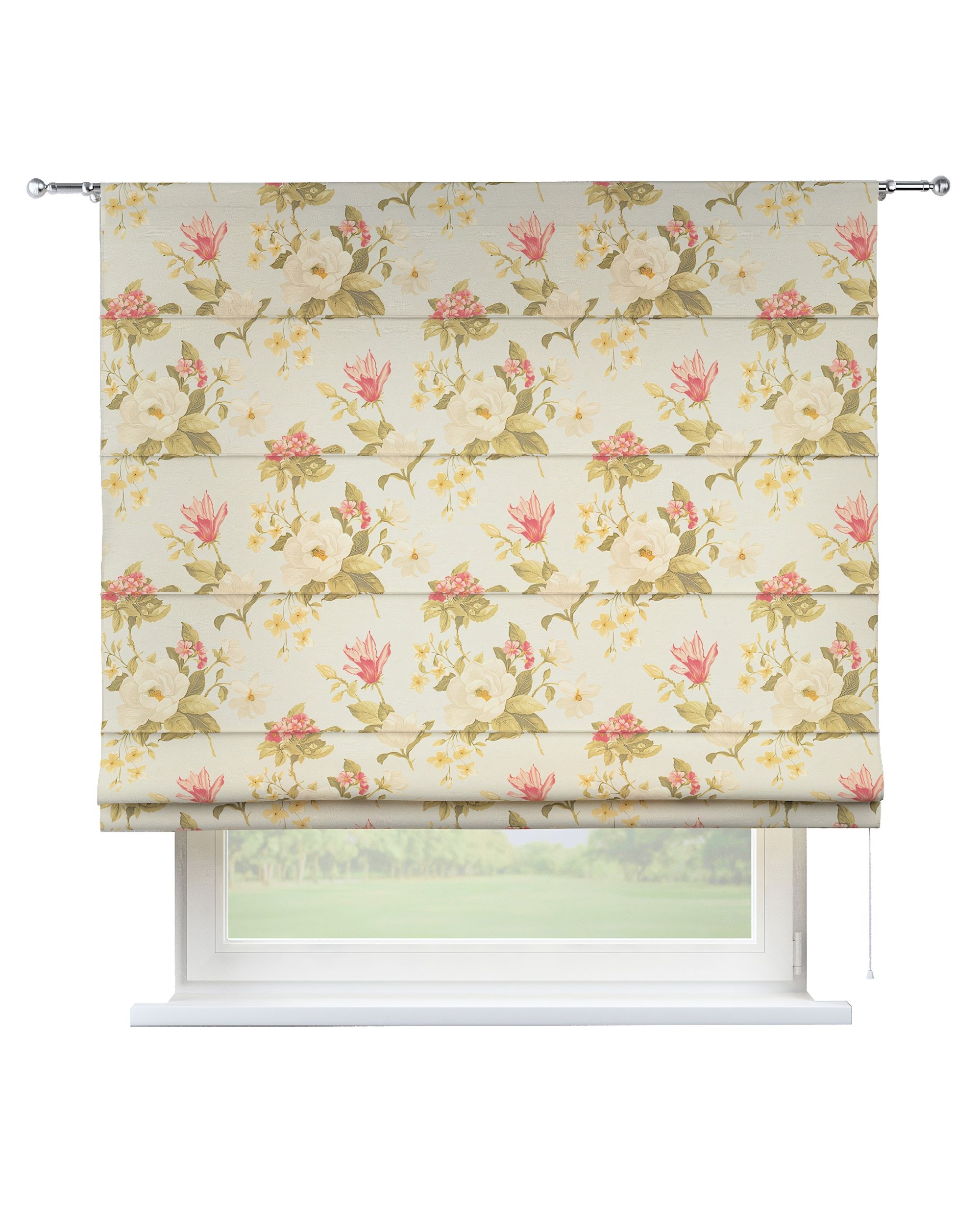 Torino slot Roman blind product colour multicolour fabric patterned