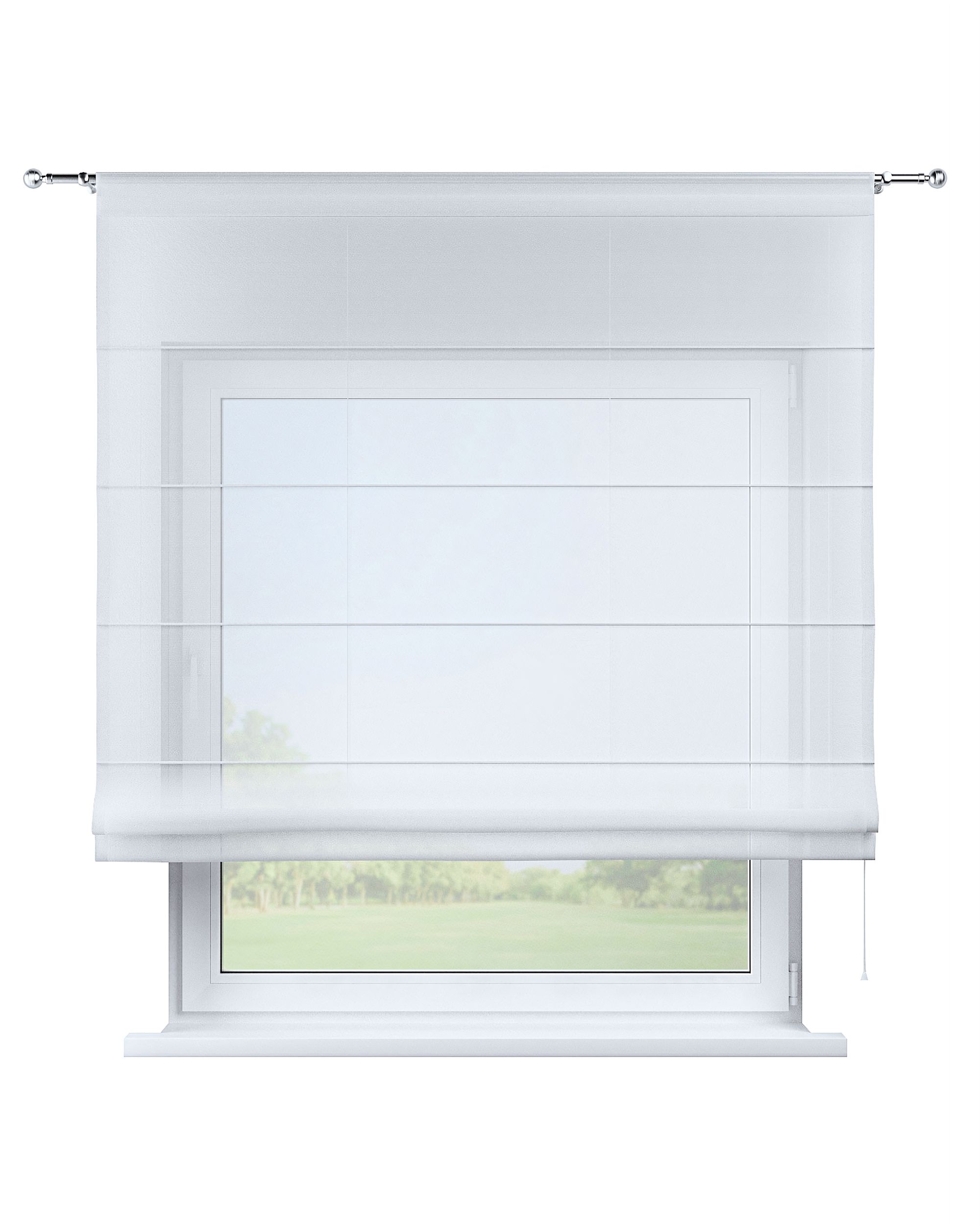 Seville voile blind product colour white fabric semi-sheer, structured