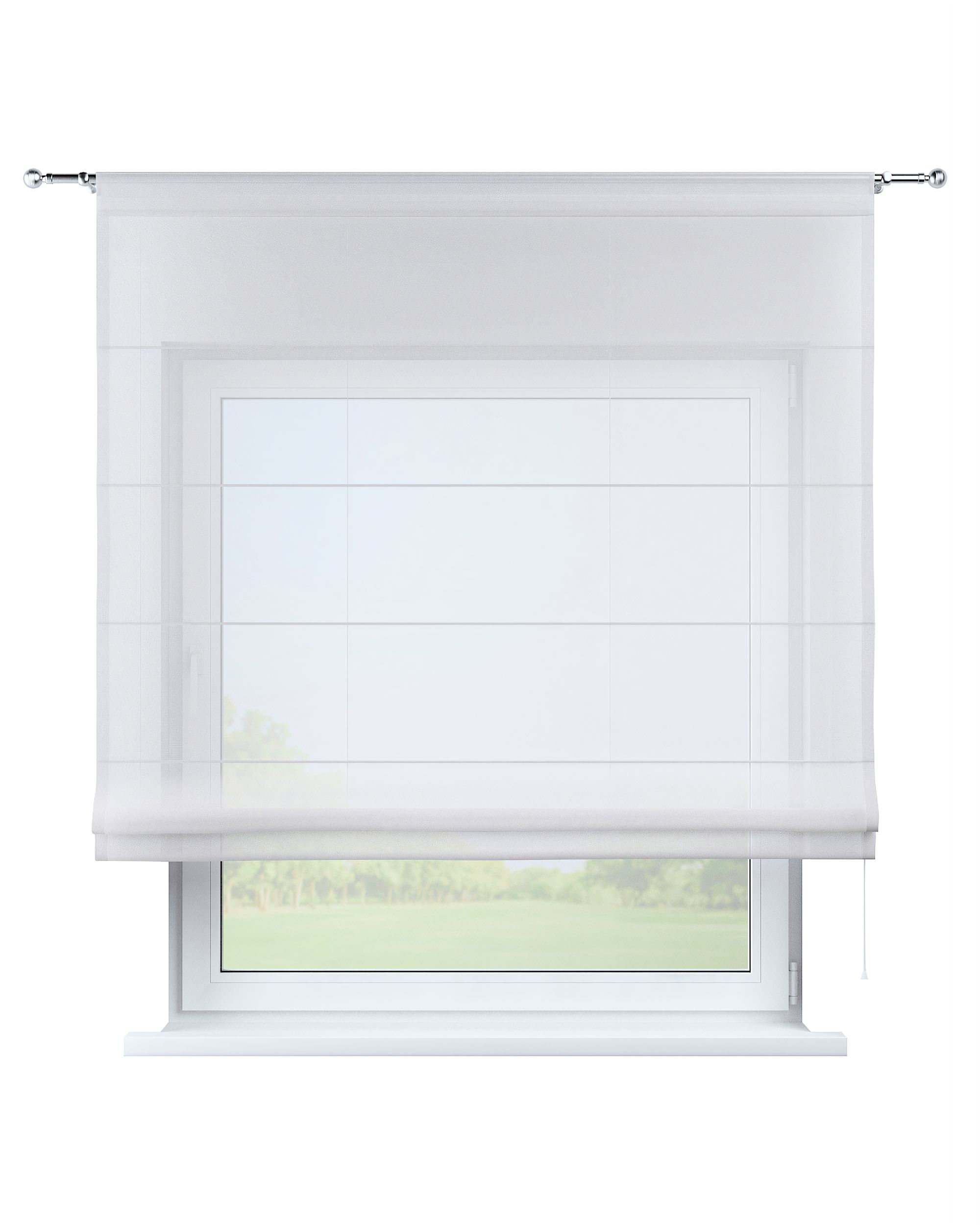 Seville voile blind product colour cream fabric semi-sheer, structured