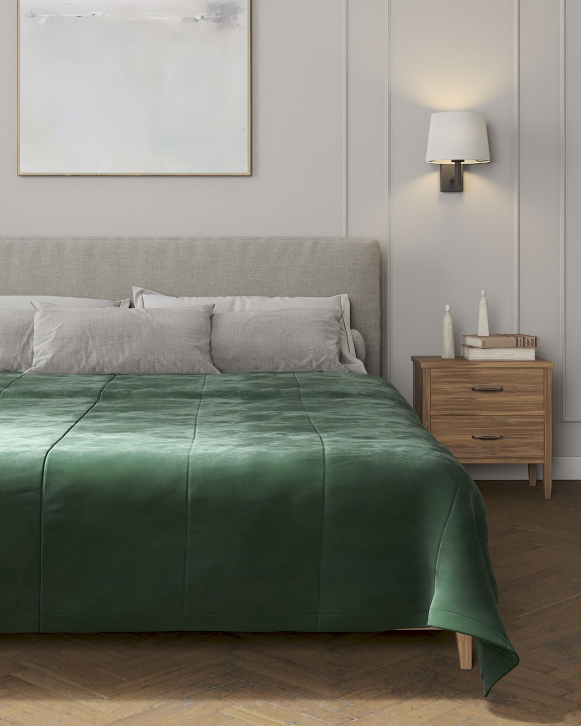 Velvet stripe quilted throw product colour green fabric gloss, velvet (hover)