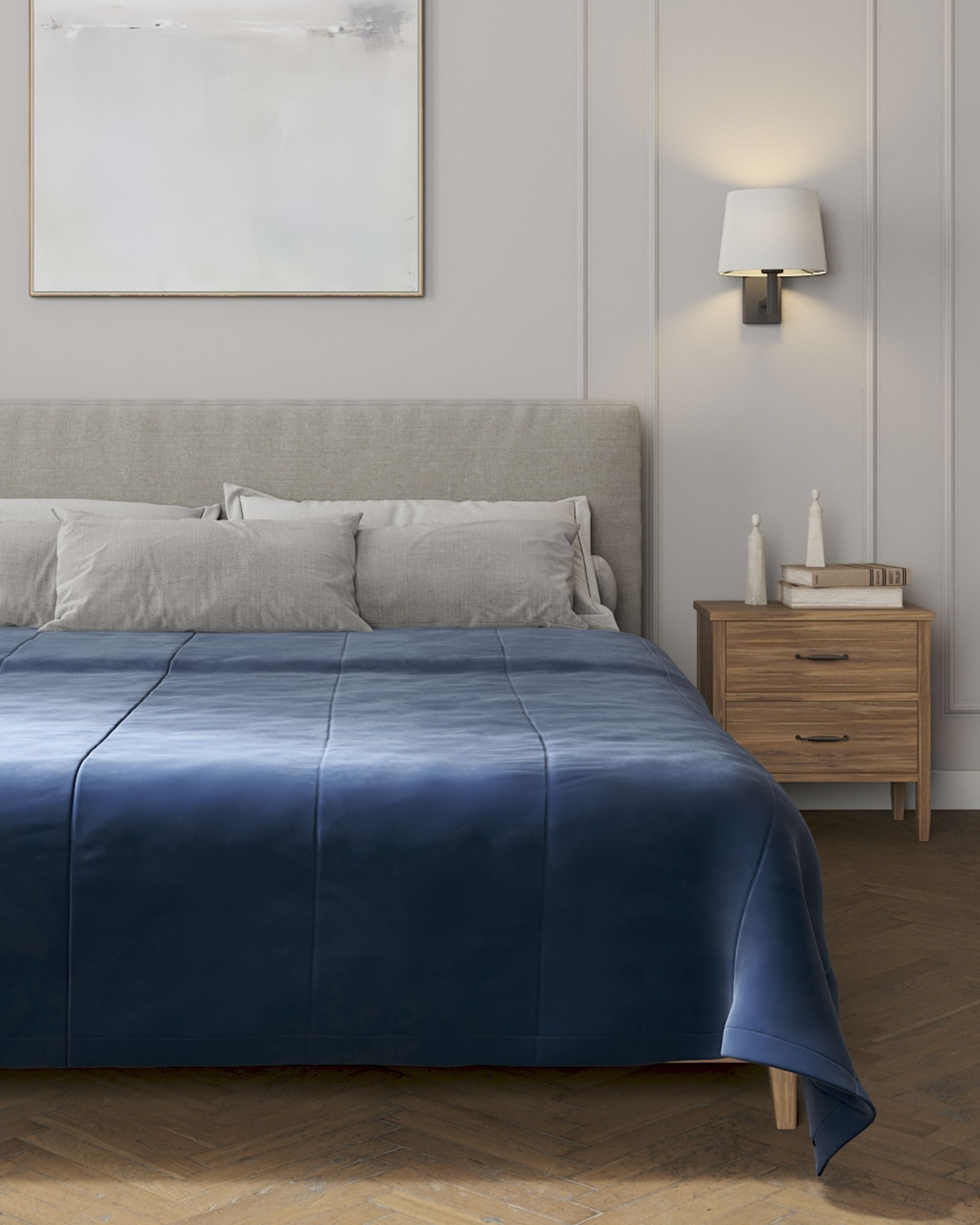 Velvet stripe quilted throw product colour navy blue fabric gloss, velvet (hover)