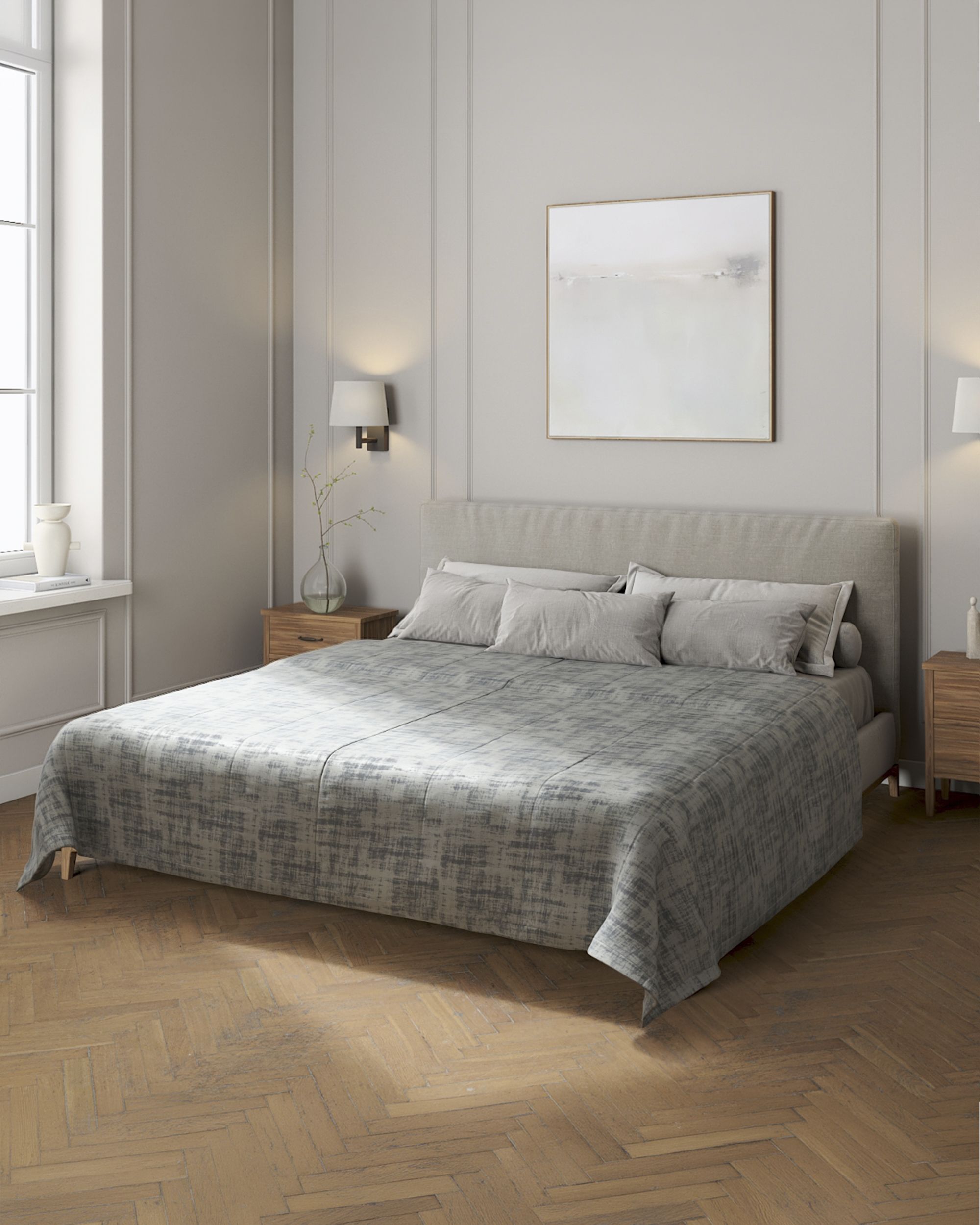 Velvet stripe quilted throw product colour grey fabric gloss, velvet