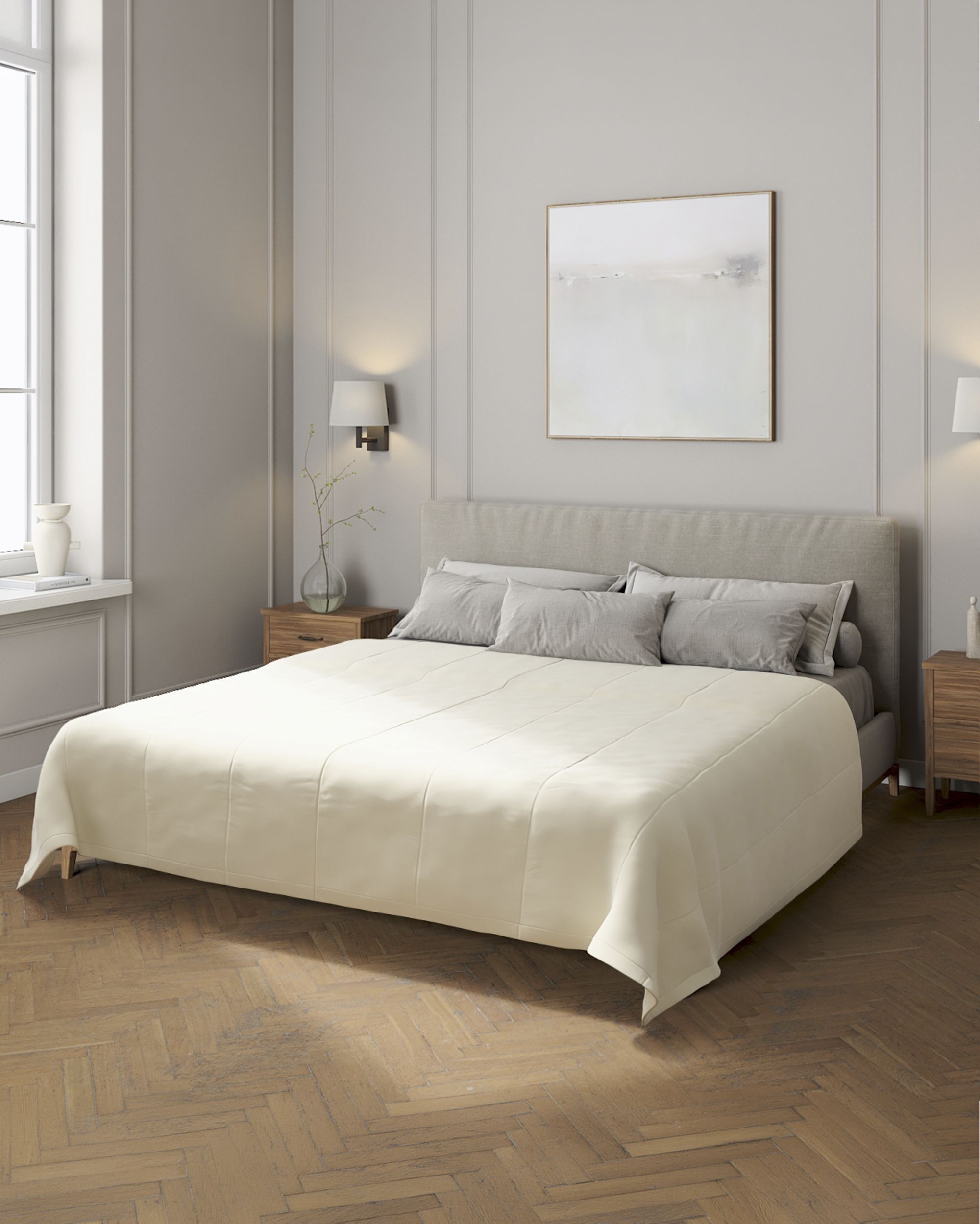 Velvet stripe quilted throw product colour cream fabric gloss, velvet