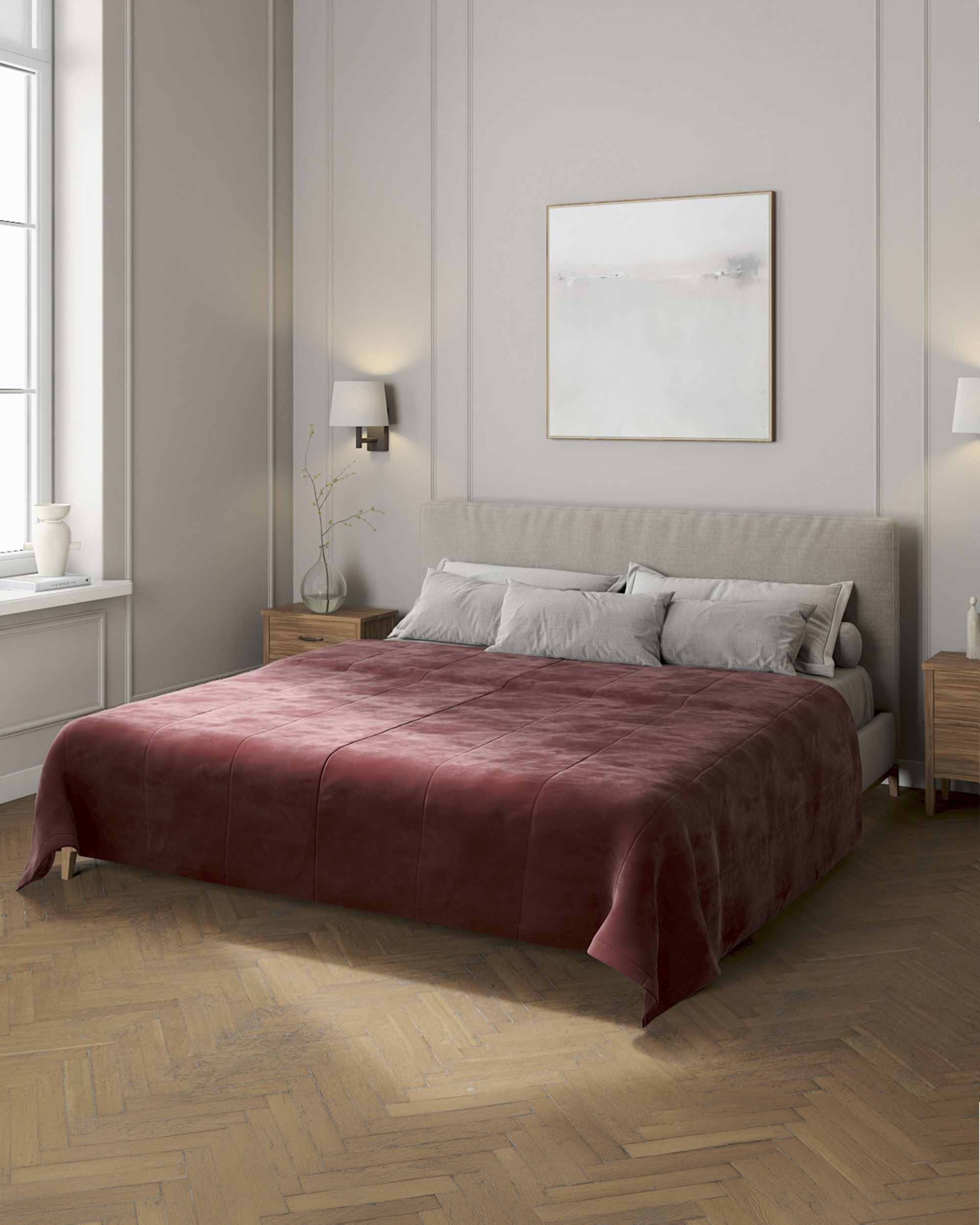 Velvet stripe quilted throw product colour red fabric gloss, velvet