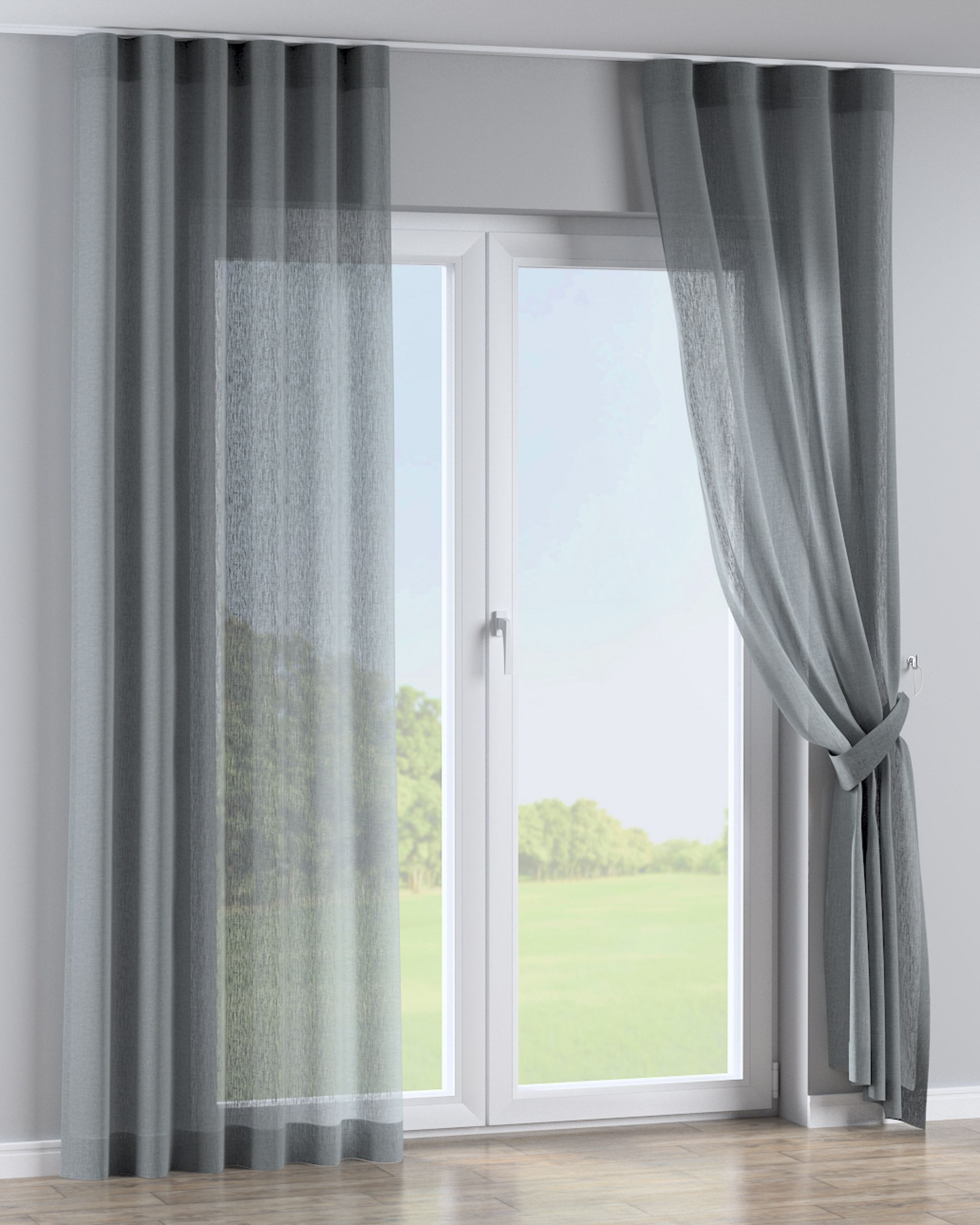 Wave Curtain product colour green fabric semi-sheer, structured (hover)