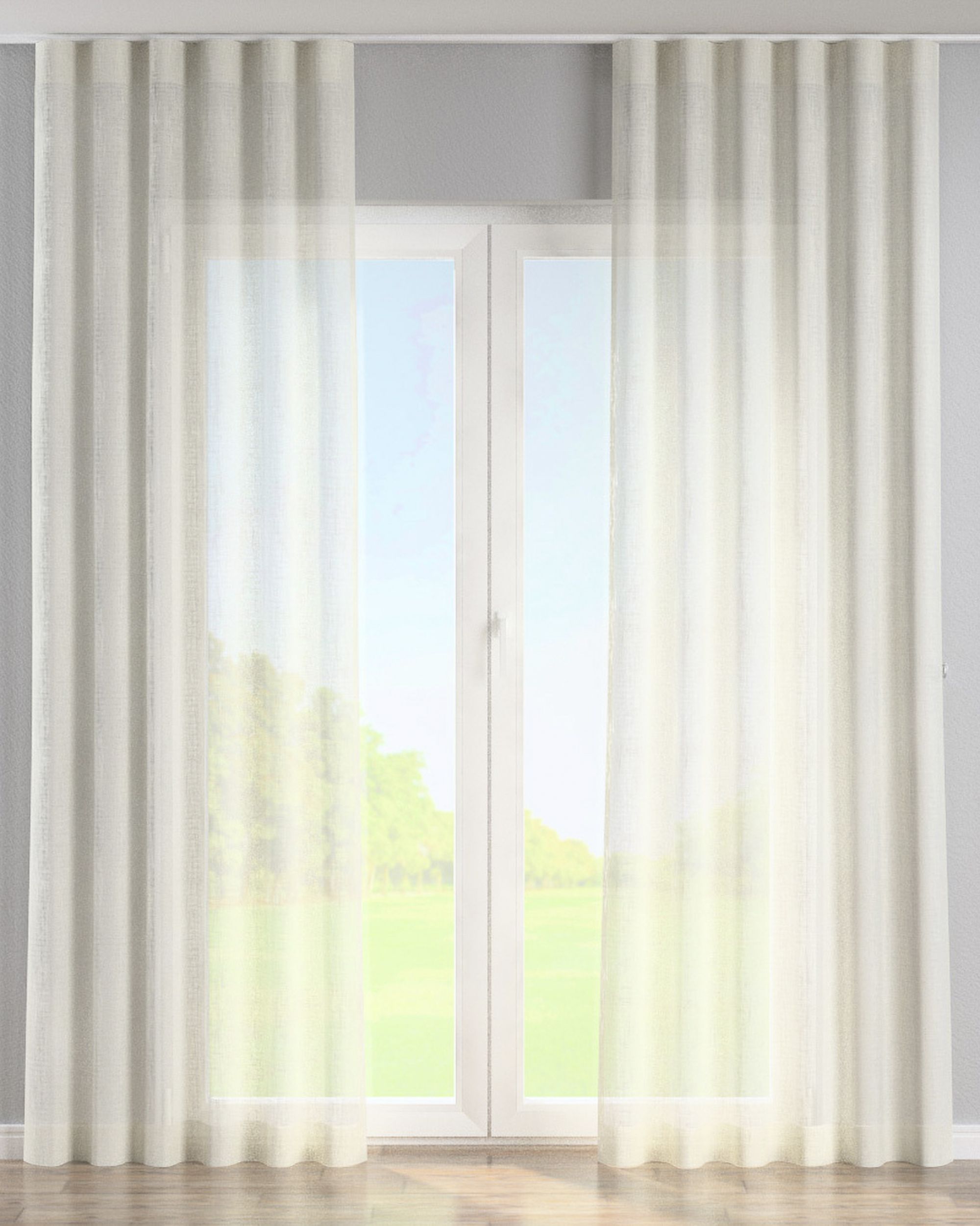Wave Curtain product colour white fabric semi-sheer, gloss, structured