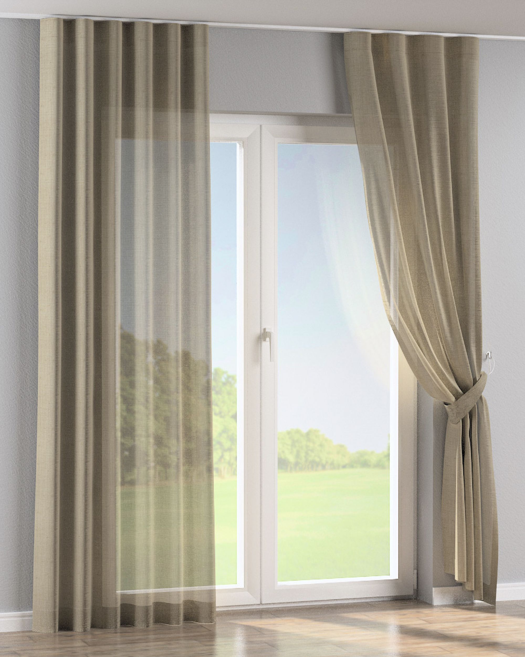 Wave Curtain product colour beige fabric semi-sheer, gloss, structured (hover)