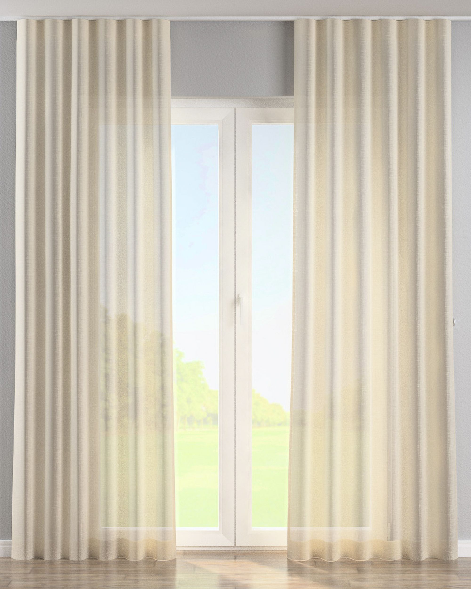 Wave Curtain product colour cream fabric semi-sheer, gloss, structured