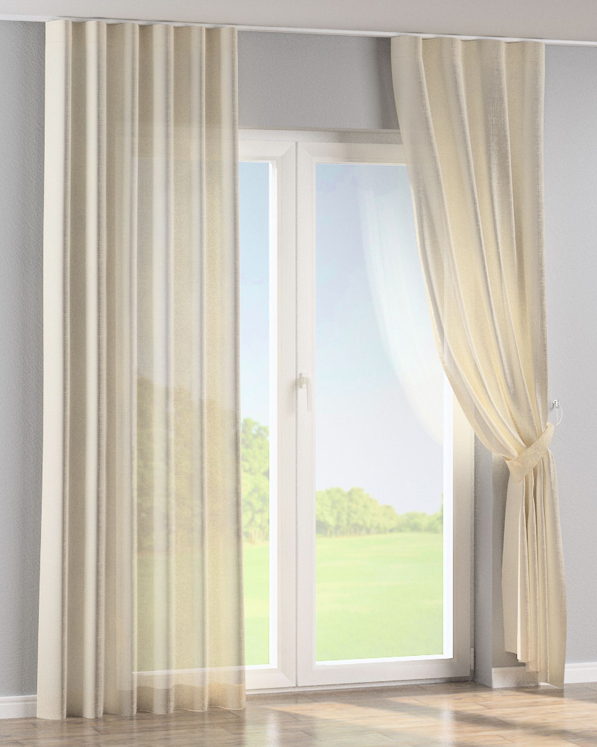 Wave Curtain product colour cream fabric semi-sheer, gloss, structured (hover)