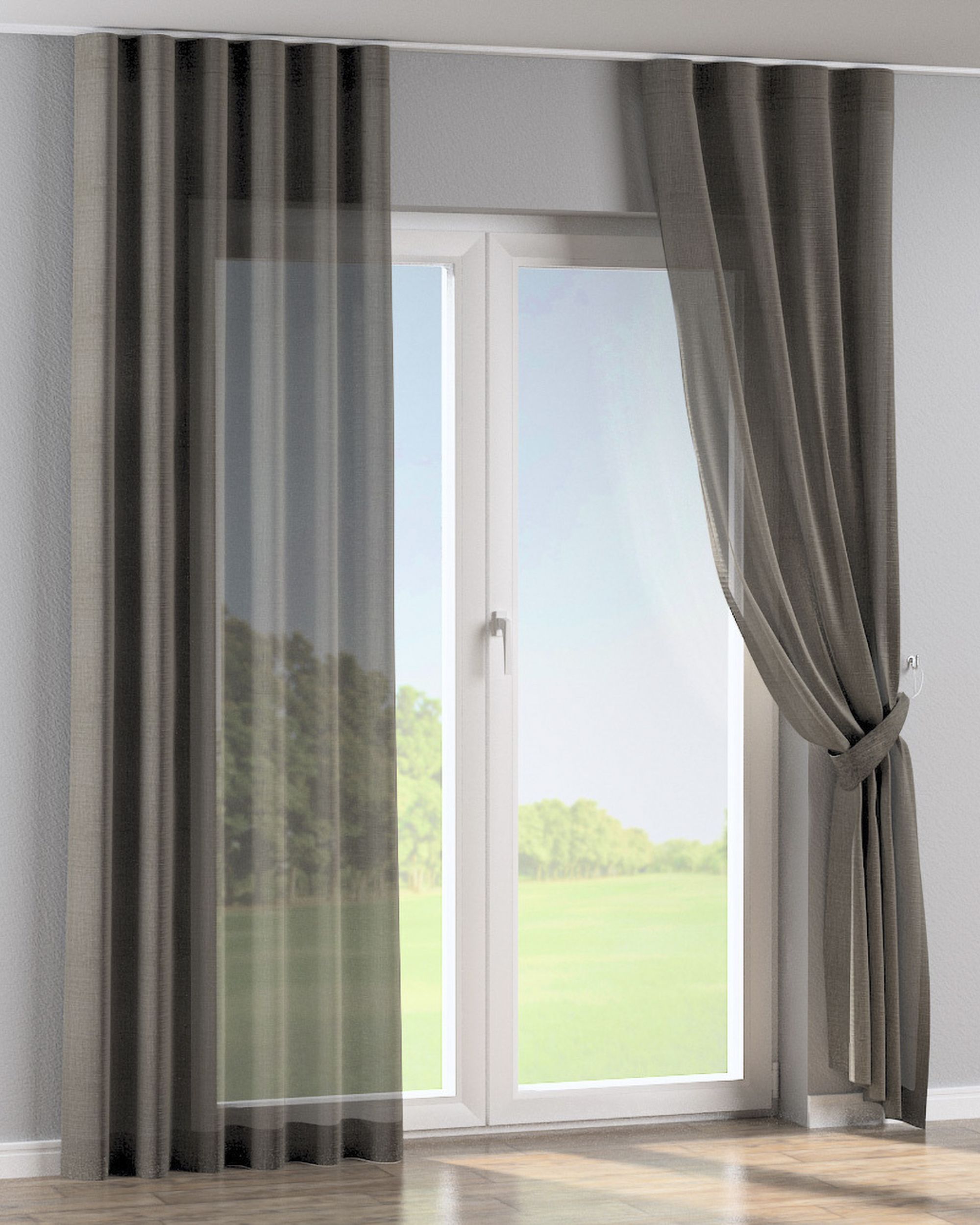 Wave Curtain product colour grey fabric semi-sheer, structured (hover)