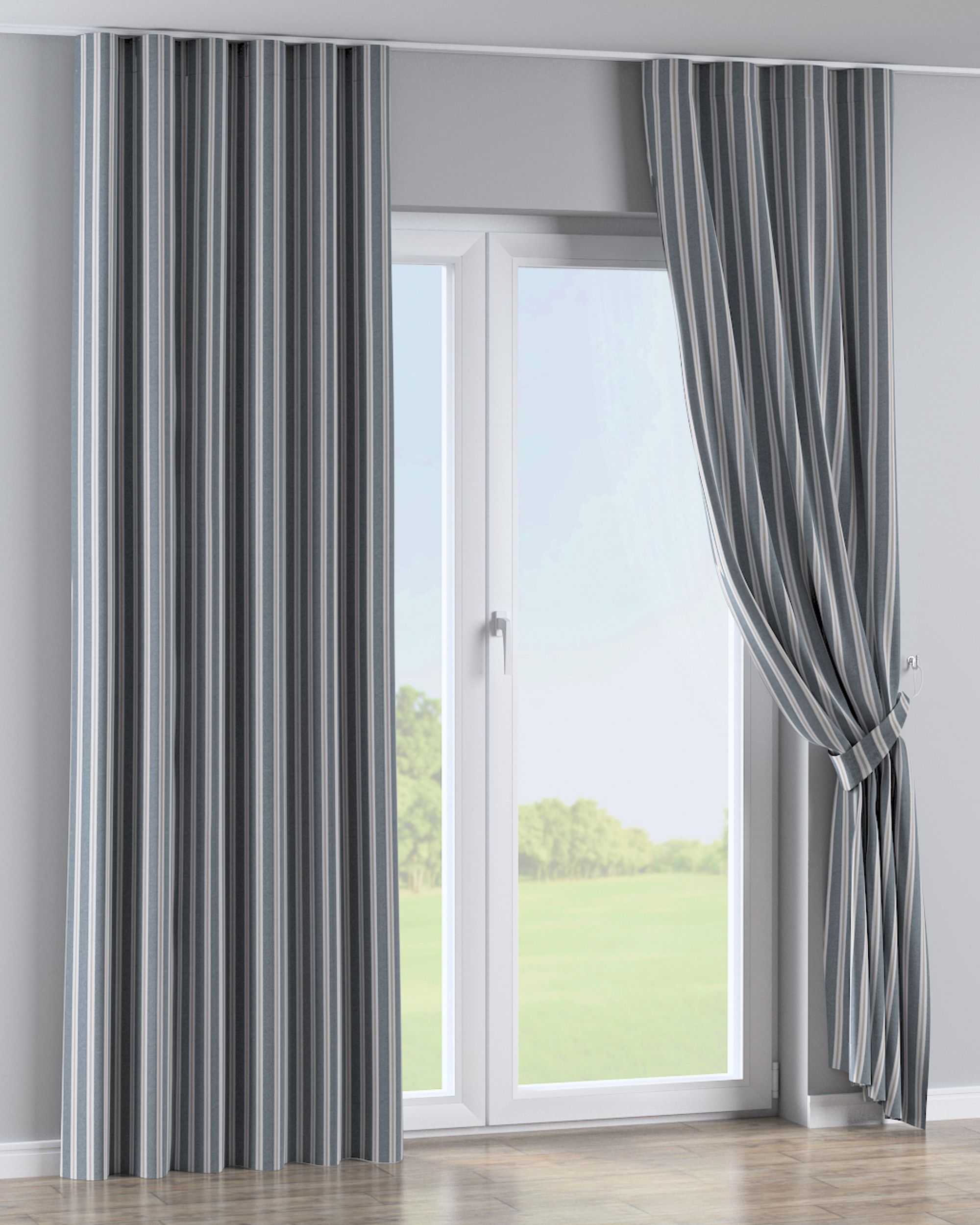 Wave Curtain product colour blue fabric structured, patterned (hover)
