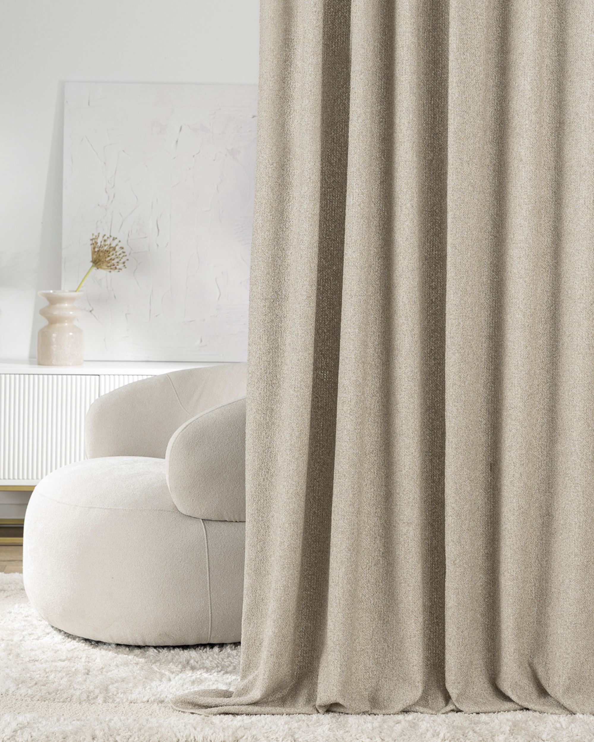 Wave Curtain product colour beige fabric structured (hover)