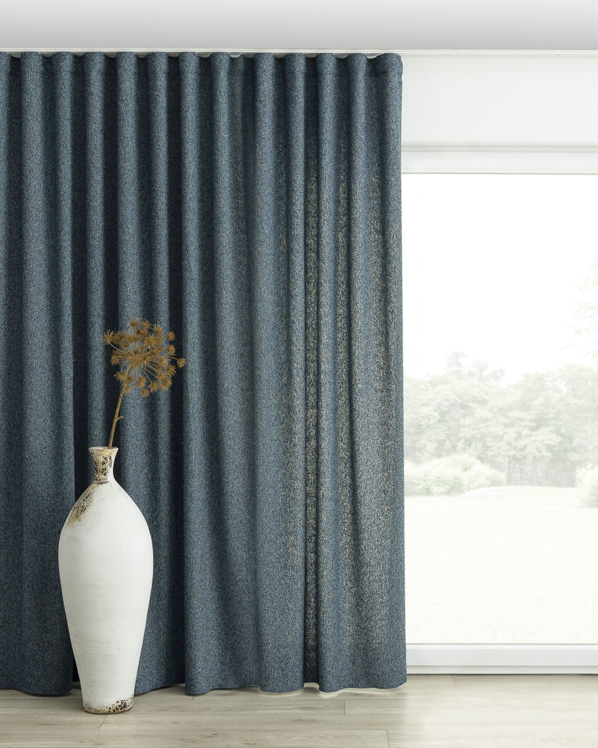 Wave Curtain product colour blue fabric structured