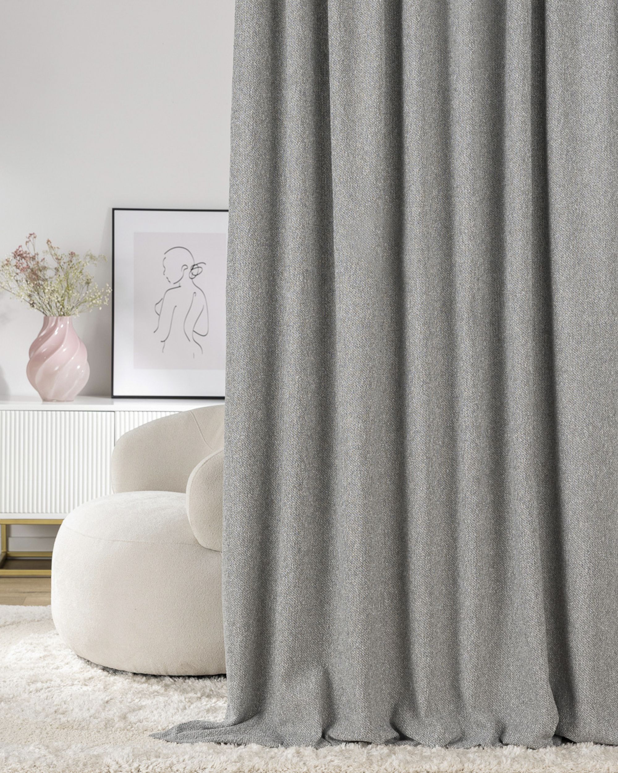 Wave Curtain product colour grey fabric structured