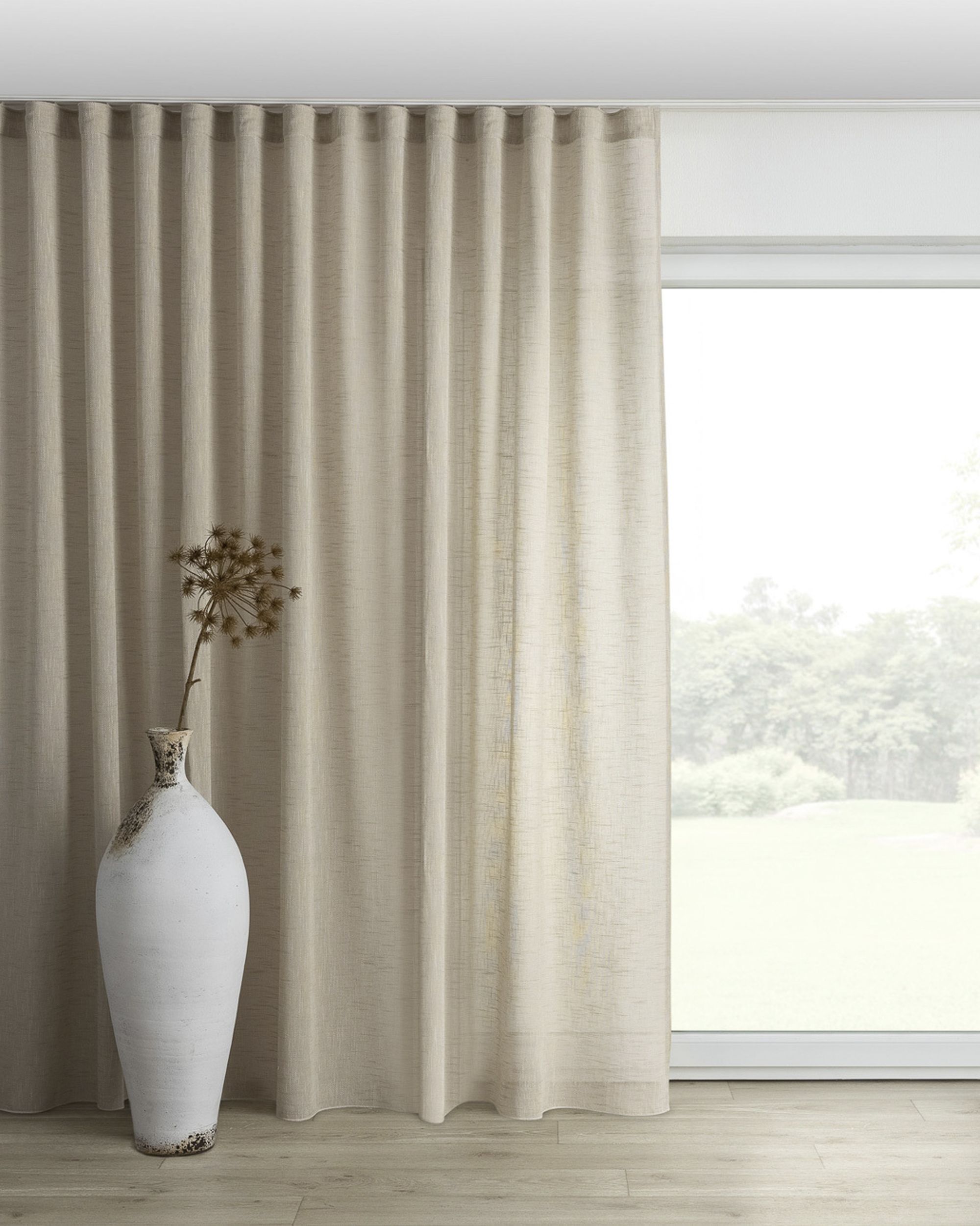 Wave Curtain product colour beige fabric semi-sheer, structured