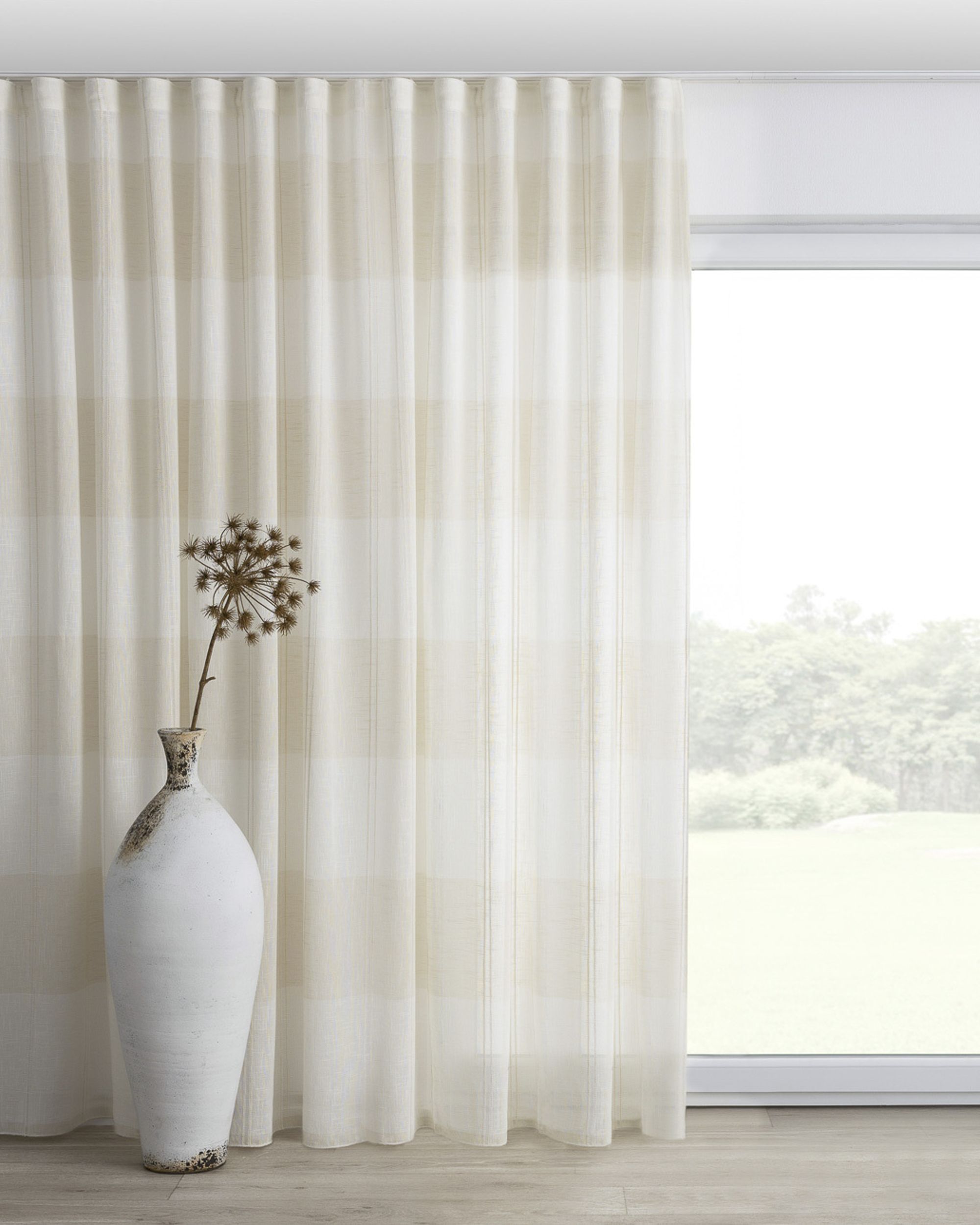 Wave Curtain product colour cream fabric semi-sheer, structured, patterned