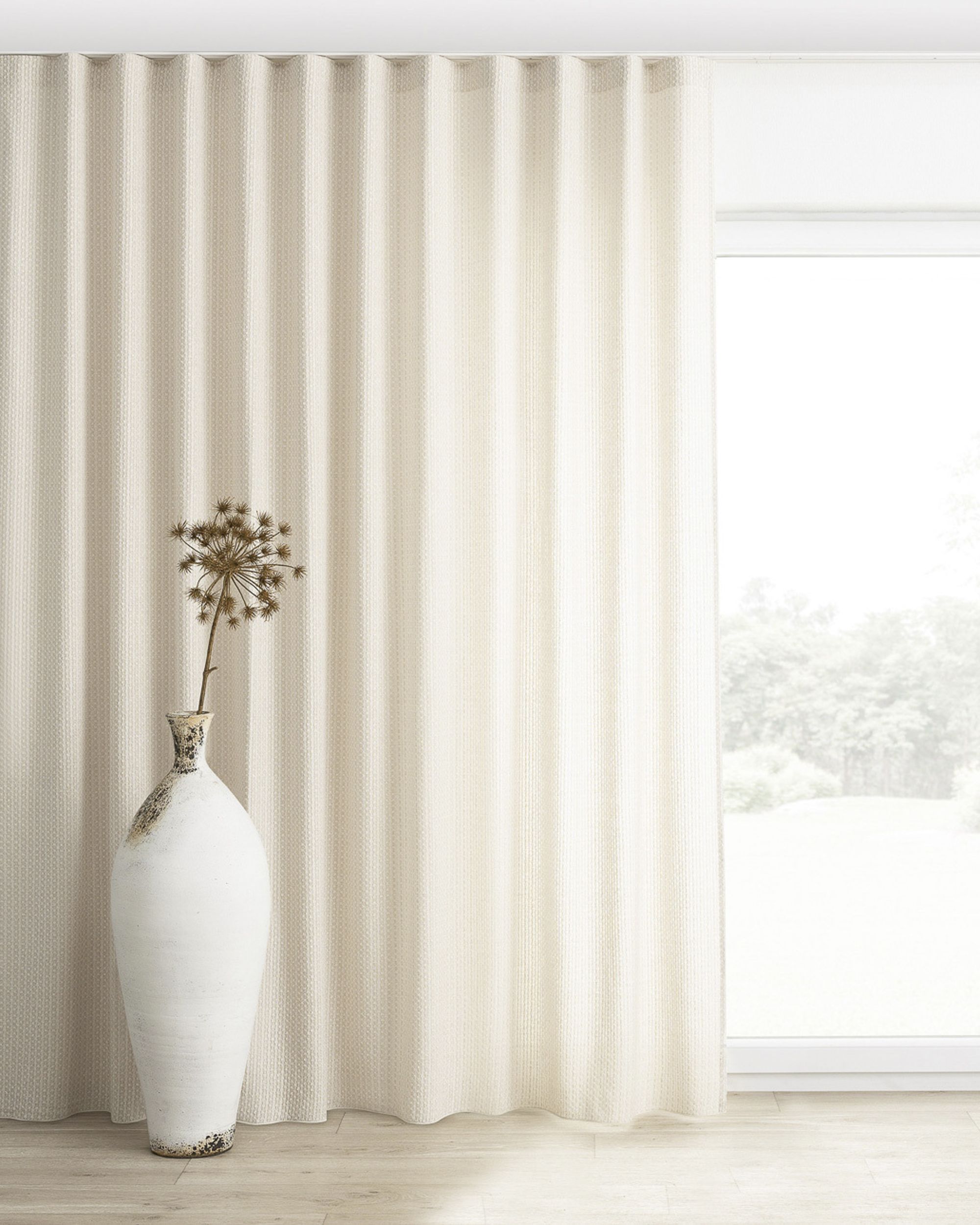 Wave Curtain product colour cream fabric structured