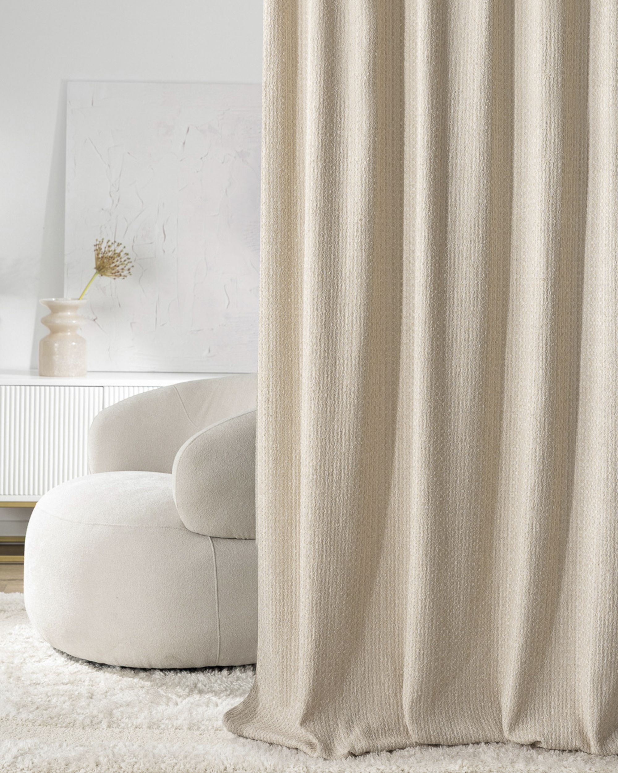 Wave Curtain product colour beige fabric structured (hover)