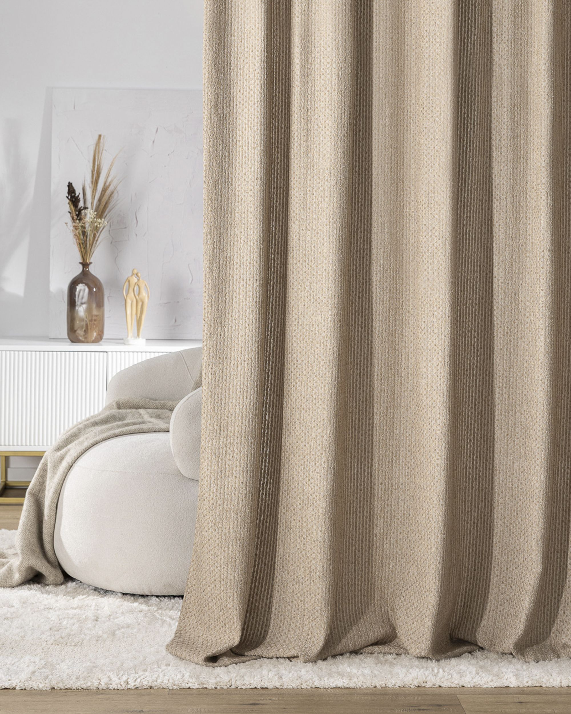 Wave Curtain product colour beige fabric structured (hover)