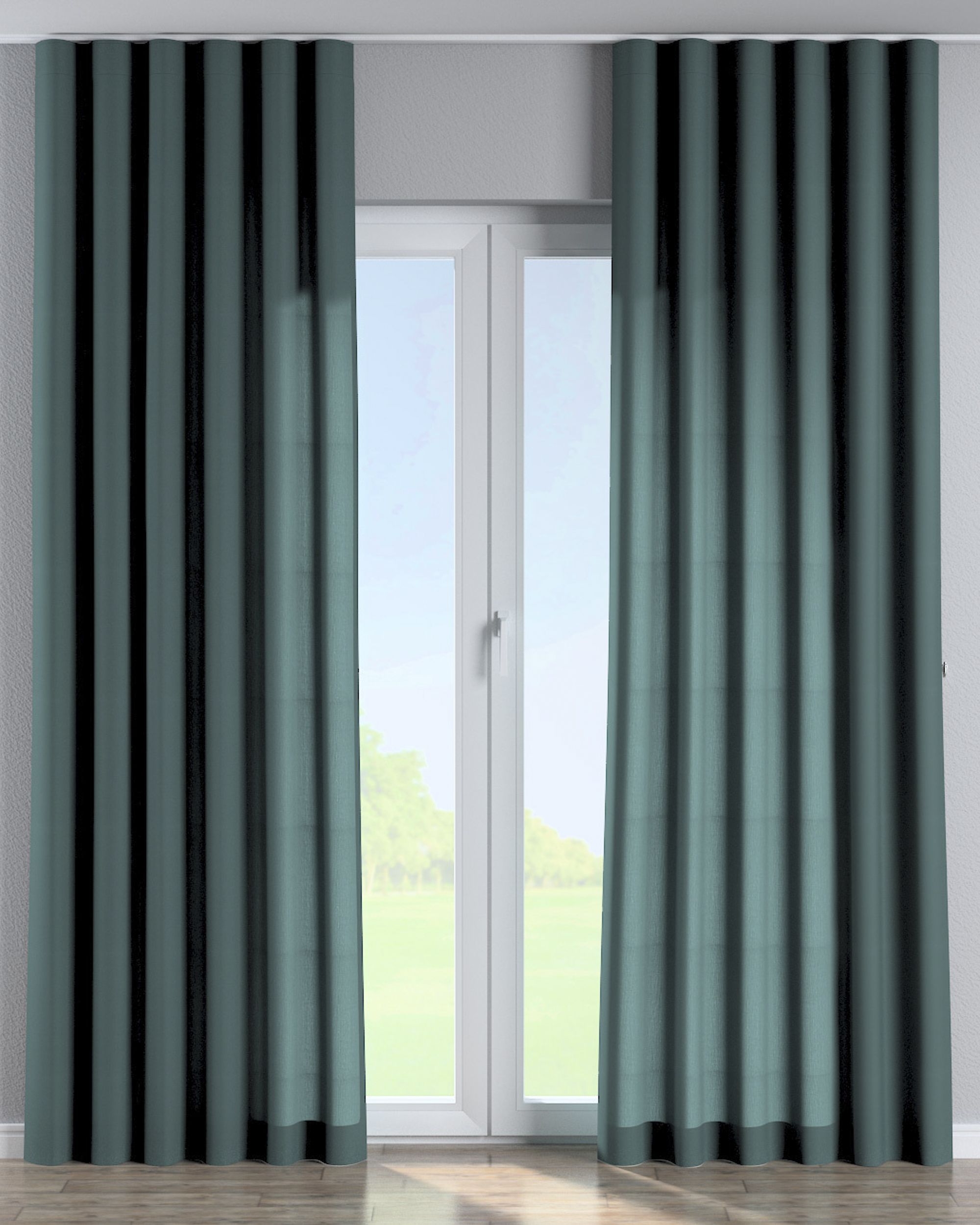 Wave Curtain product colour green fabric semi-sheer, structured