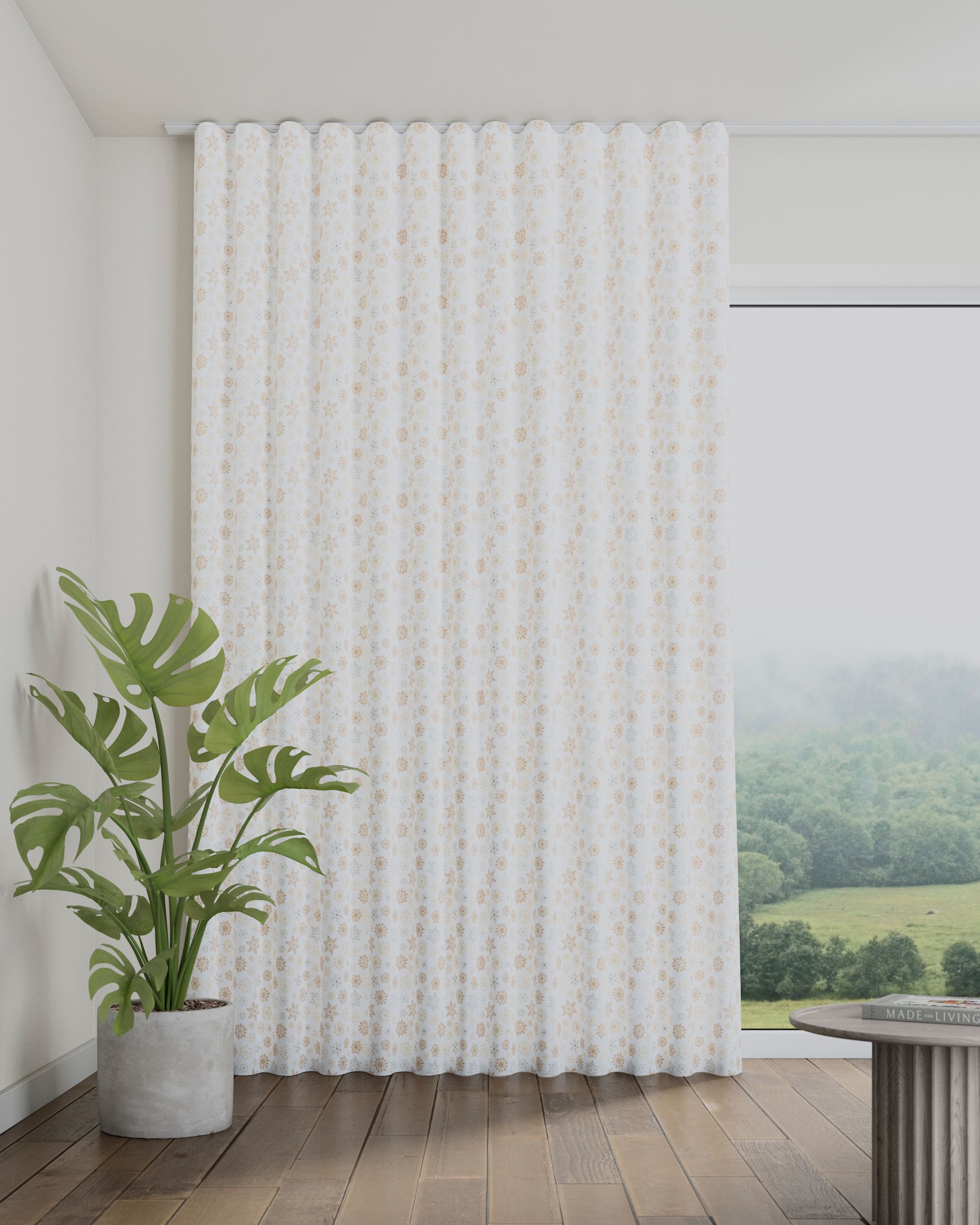 Wave Curtain product colour white fabric patterned