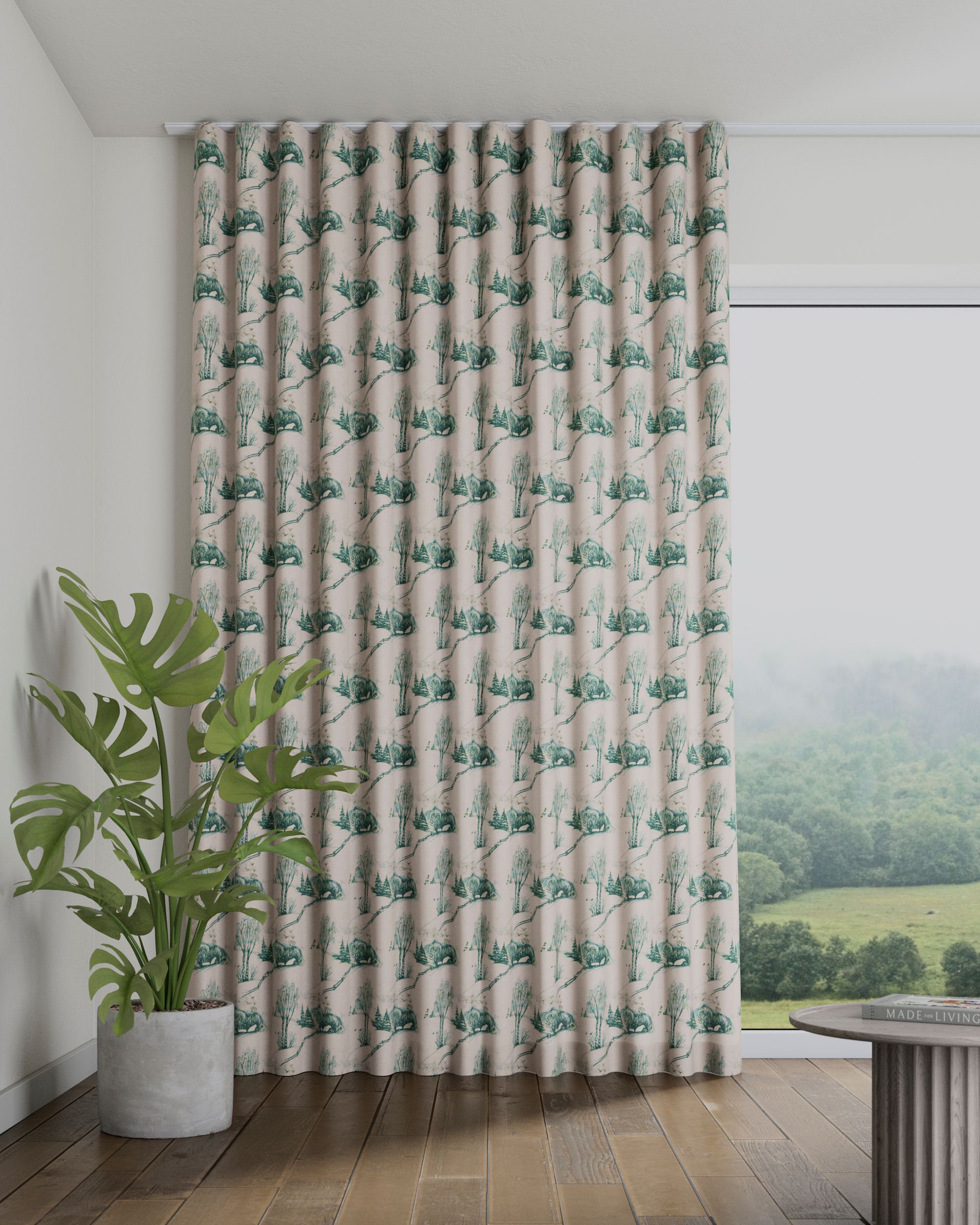 Wave Curtain product colour white fabric patterned