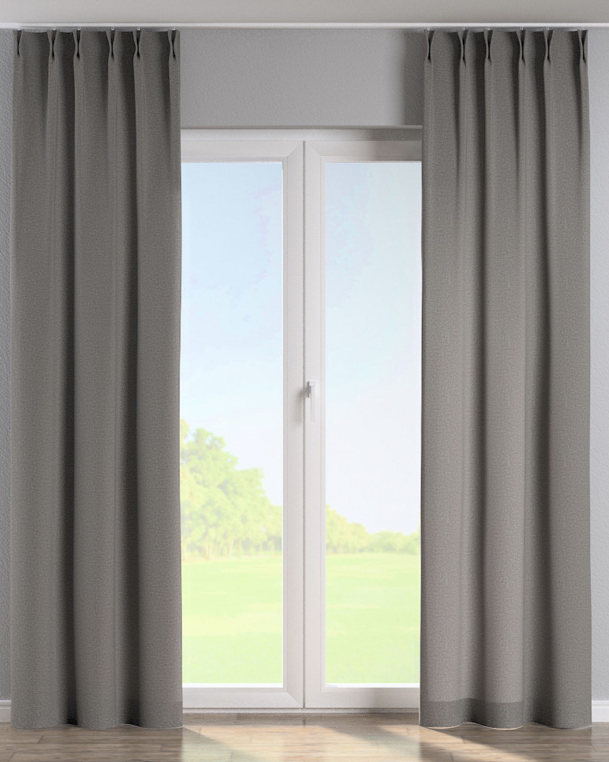 Double pinch pleat curtain product colour grey fabric structured