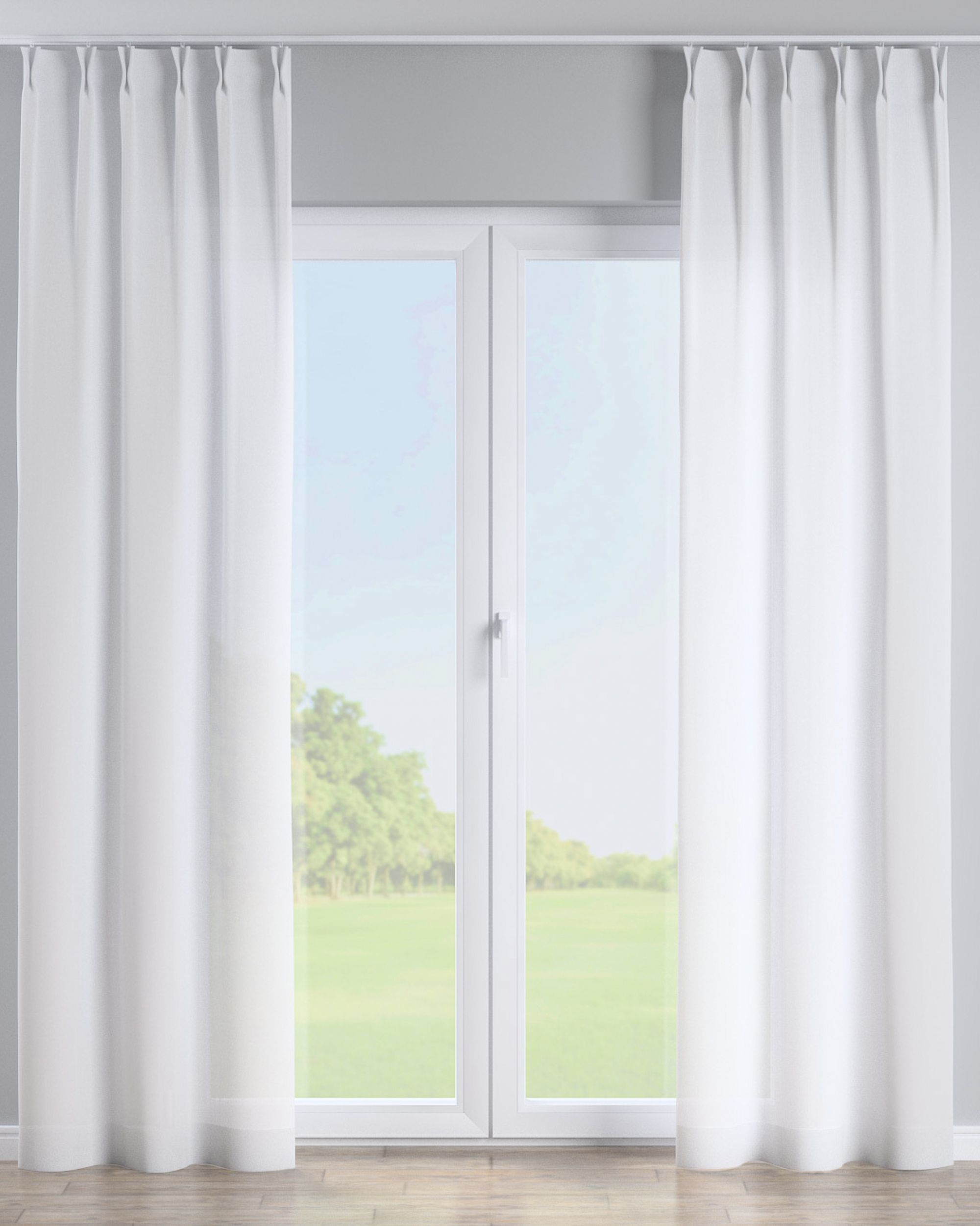 Double pinch pleat curtain product colour cream fabric semi-sheer, structured, patterned (hover)