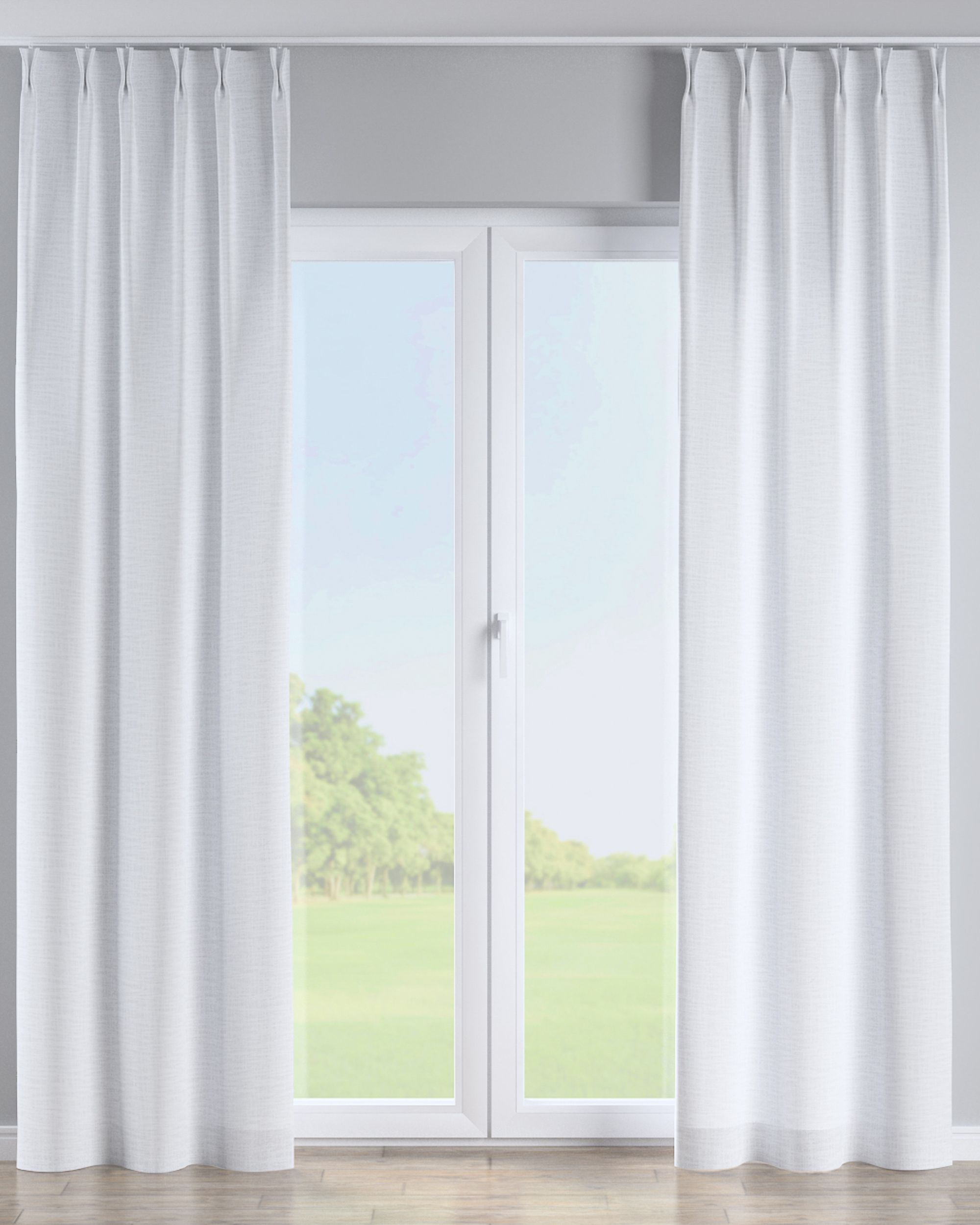 Double pinch pleat curtain product colour white fabric structured