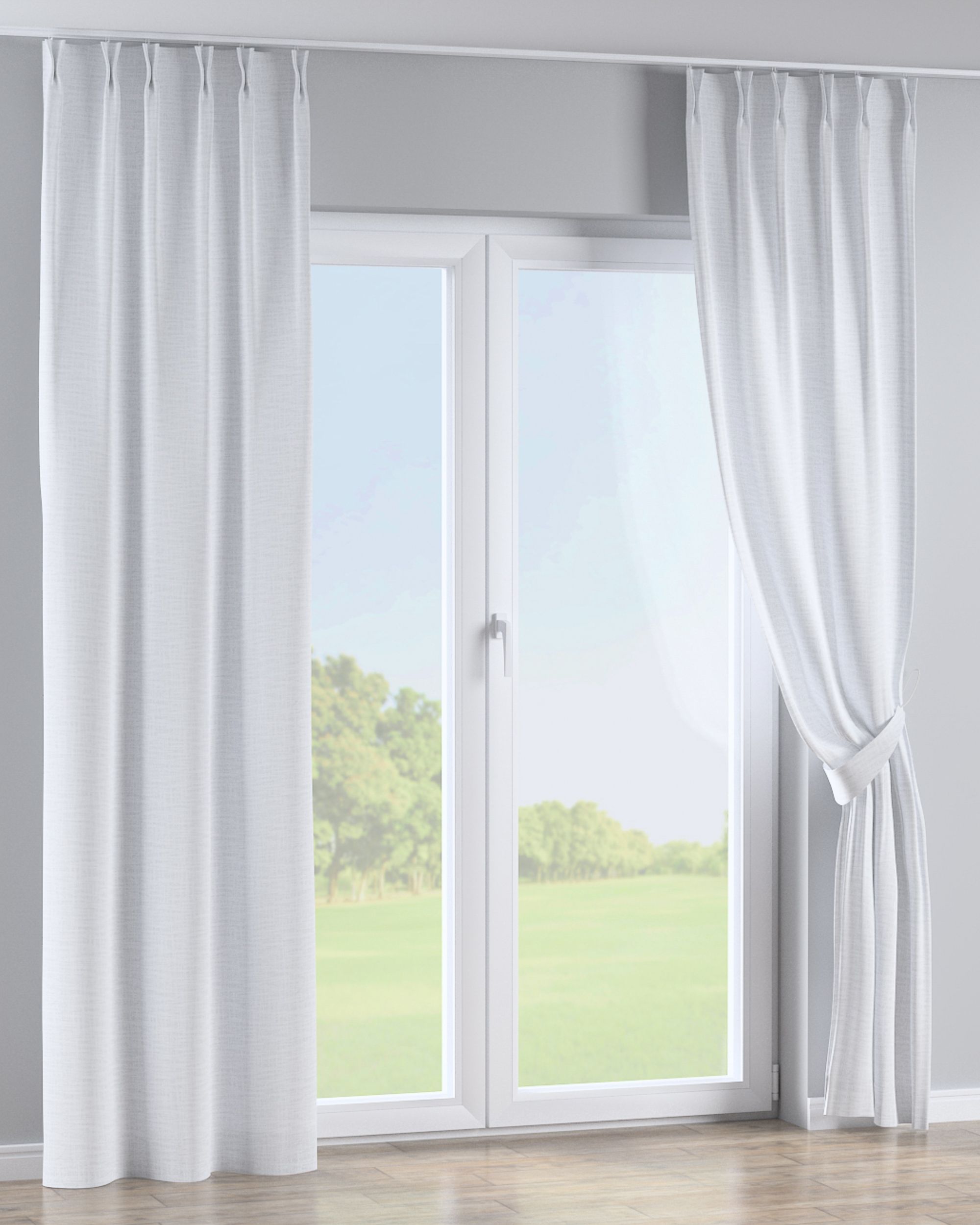 Double pinch pleat curtain product colour white fabric structured (hover)
