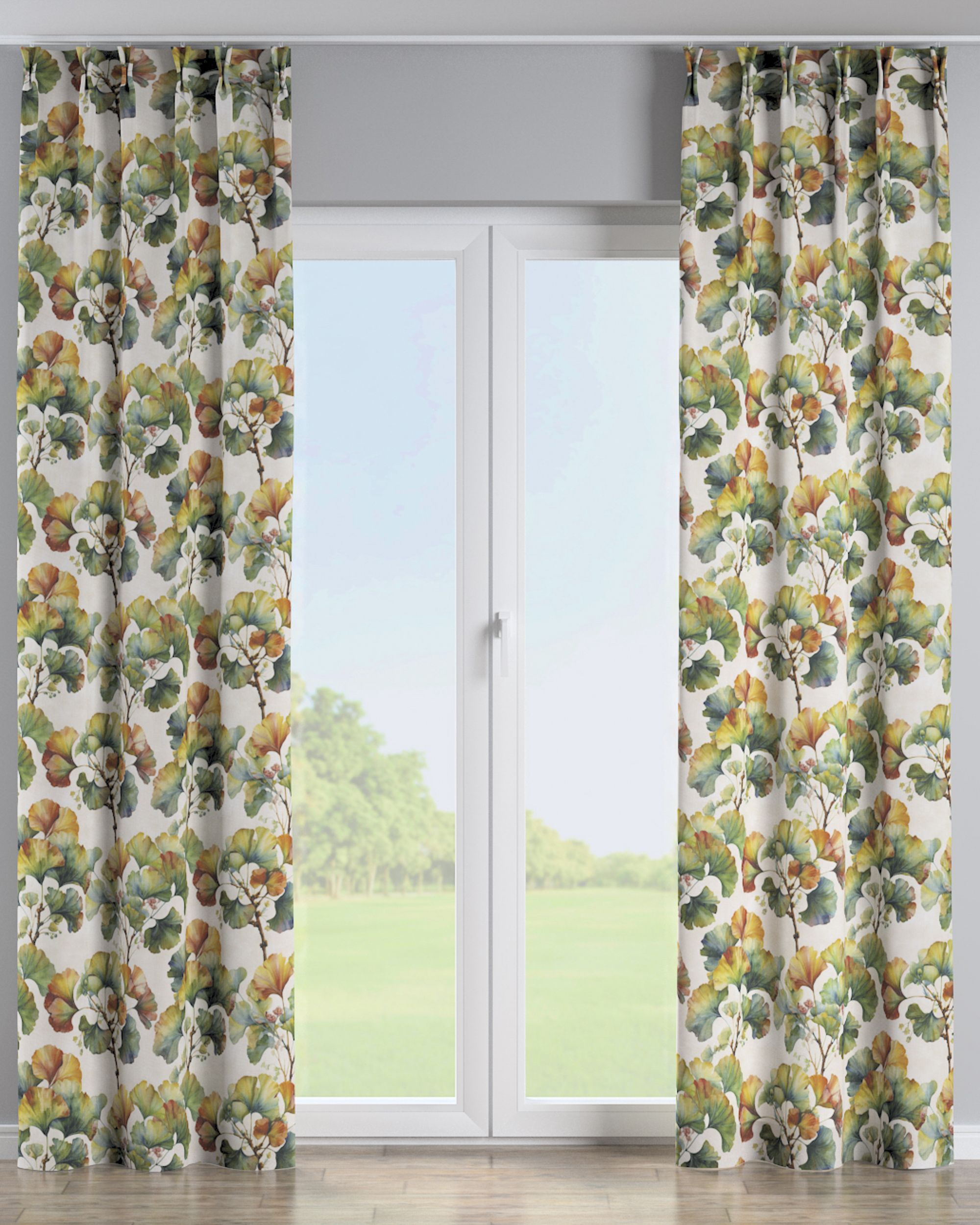 Double pinch pleat curtain product colour multicolour fabric structured, patterned