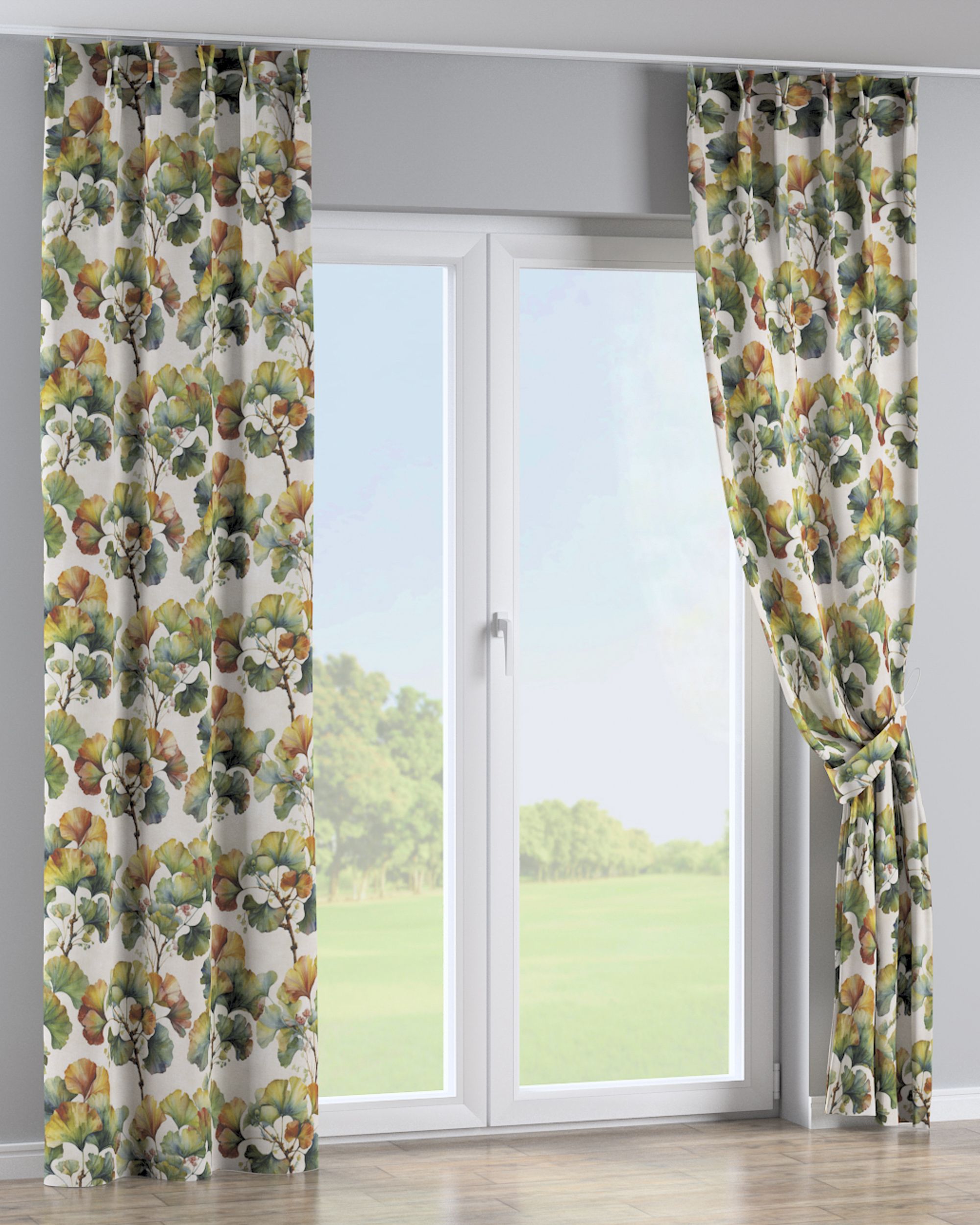 Double pinch pleat curtain product colour multicolour fabric structured, patterned (hover)