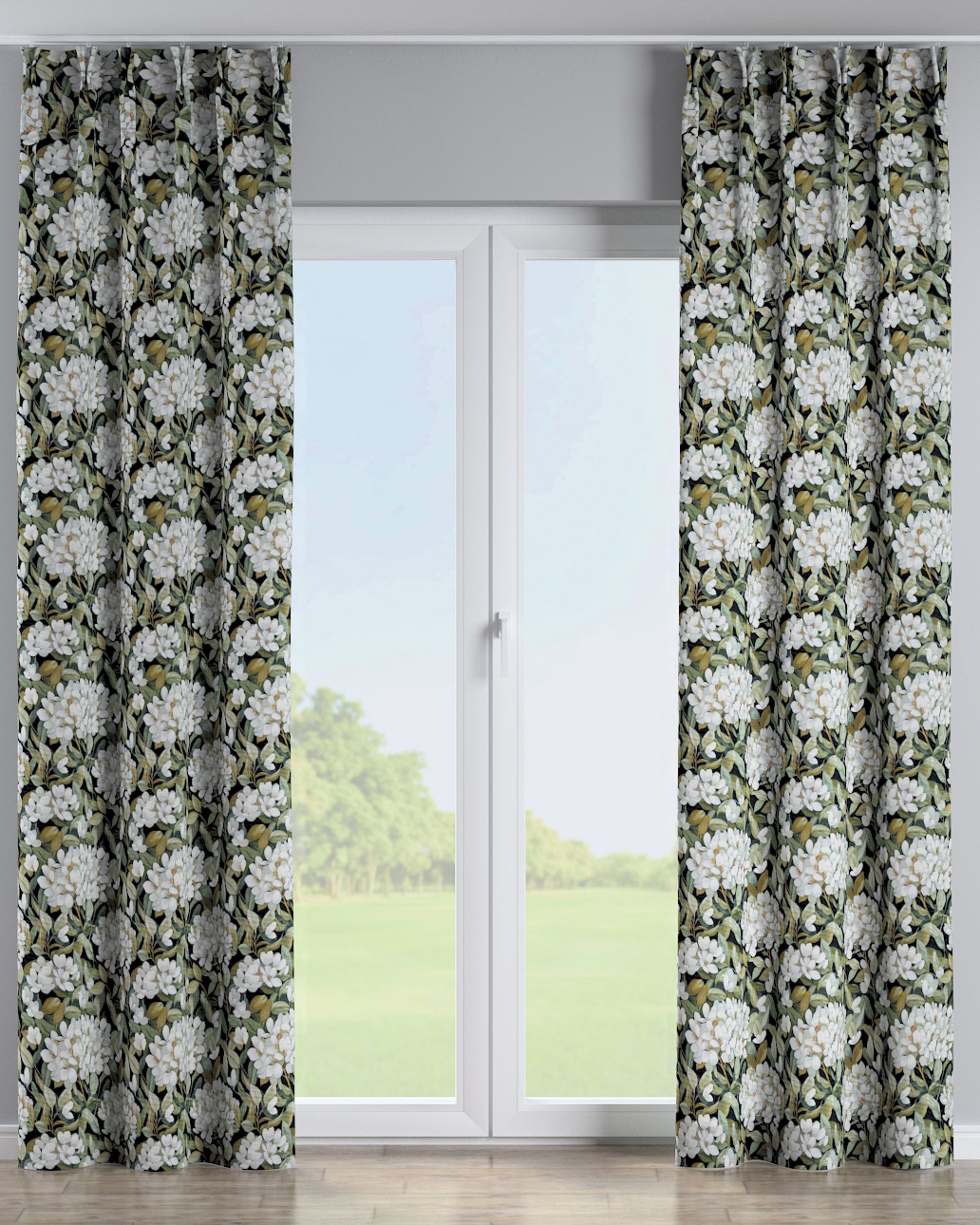 Double pinch pleat curtain product colour multicolour fabric structured, patterned