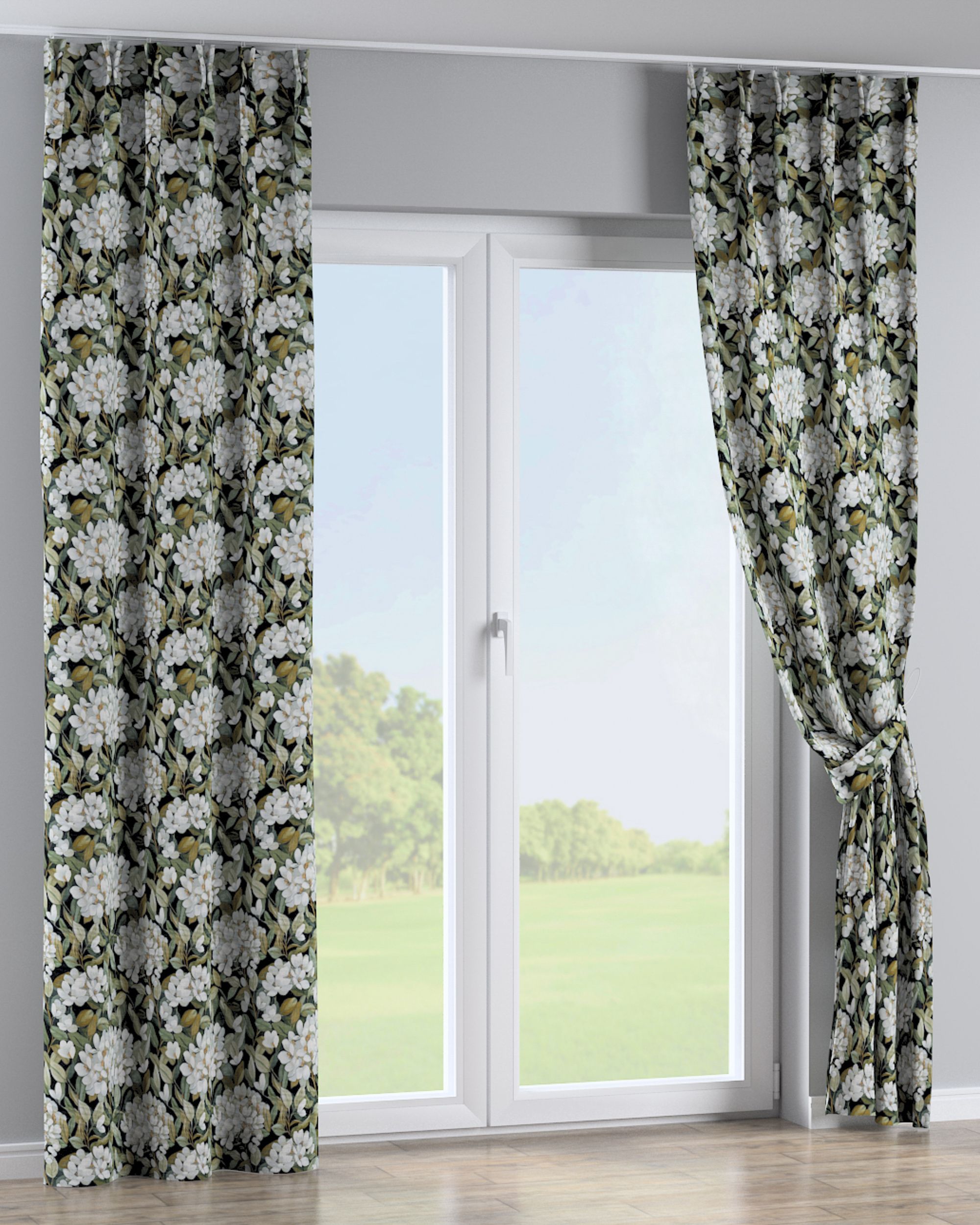 Double pinch pleat curtain product colour multicolour fabric structured, patterned (hover)