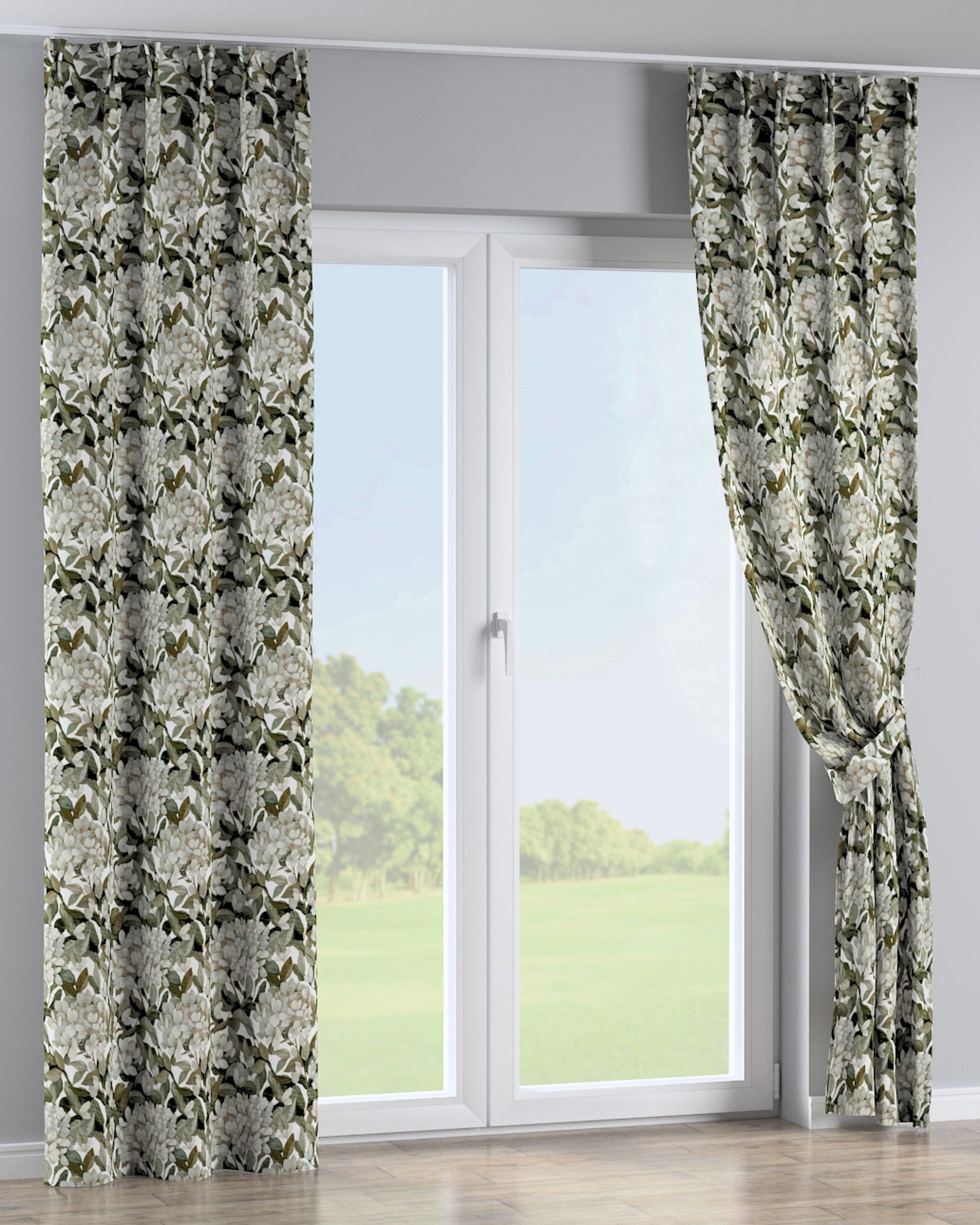 Double pinch pleat curtain product colour multicolour fabric structured, patterned (hover)